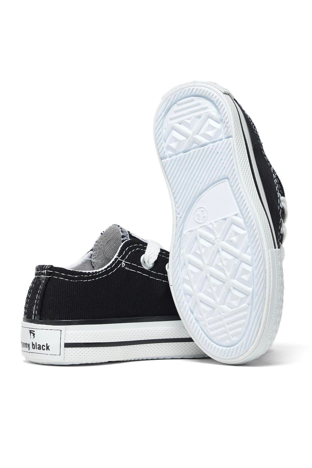 Çocuk Unisex Siyah Rahat Kalıp Bağcıklı Sneaker