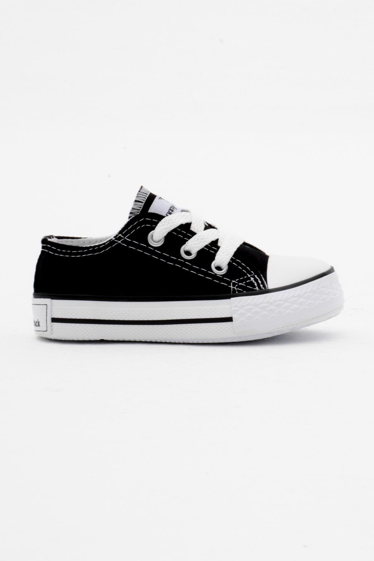 Çocuk Unisex Siyah Rahat Kalıp Bağcıklı Sneaker TBH1451