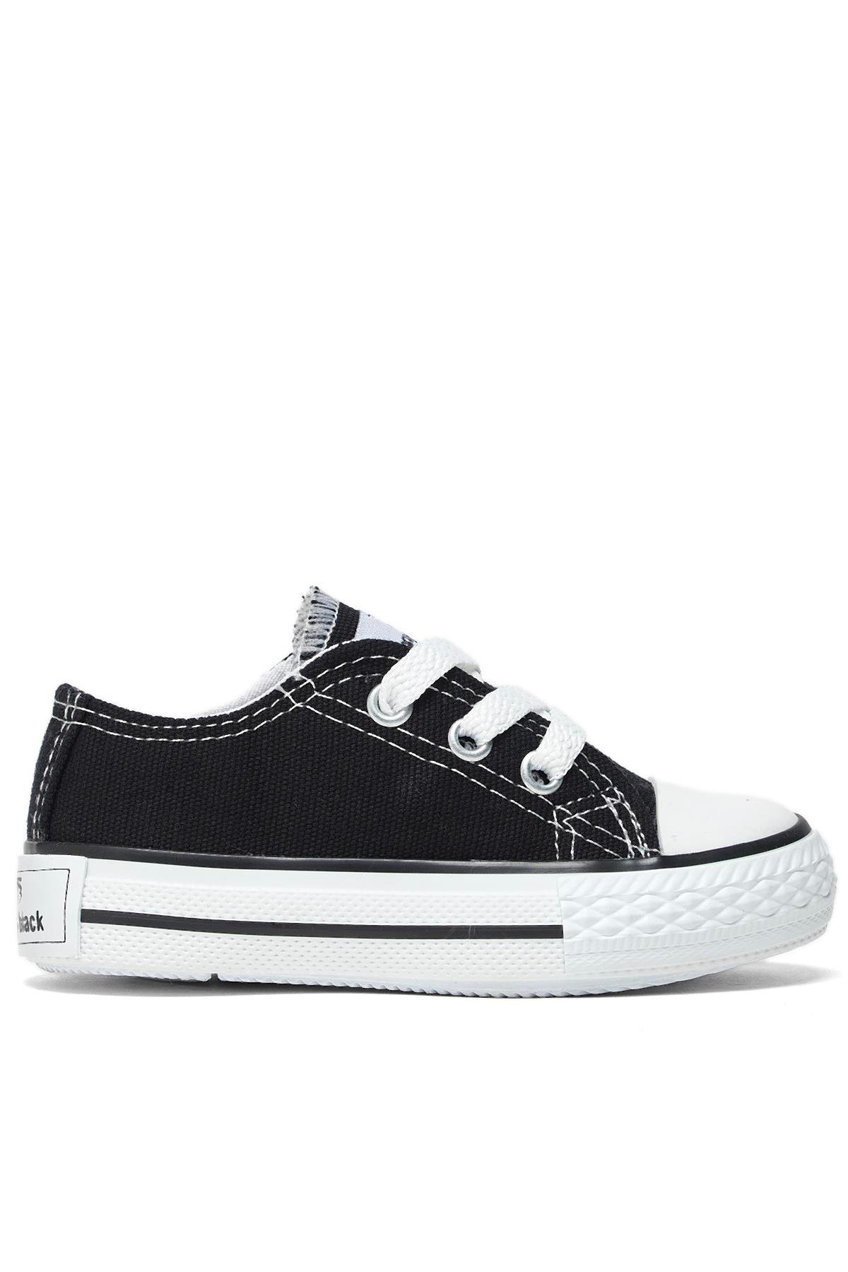 Çocuk Unisex Siyah Rahat Kalıp Bağcıklı Sneaker