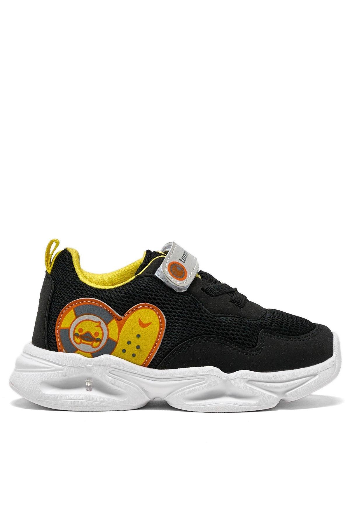 Çocuk Unisex Siyah Sarı Tonny Black Işıklı Cırtlı Ayakkabı