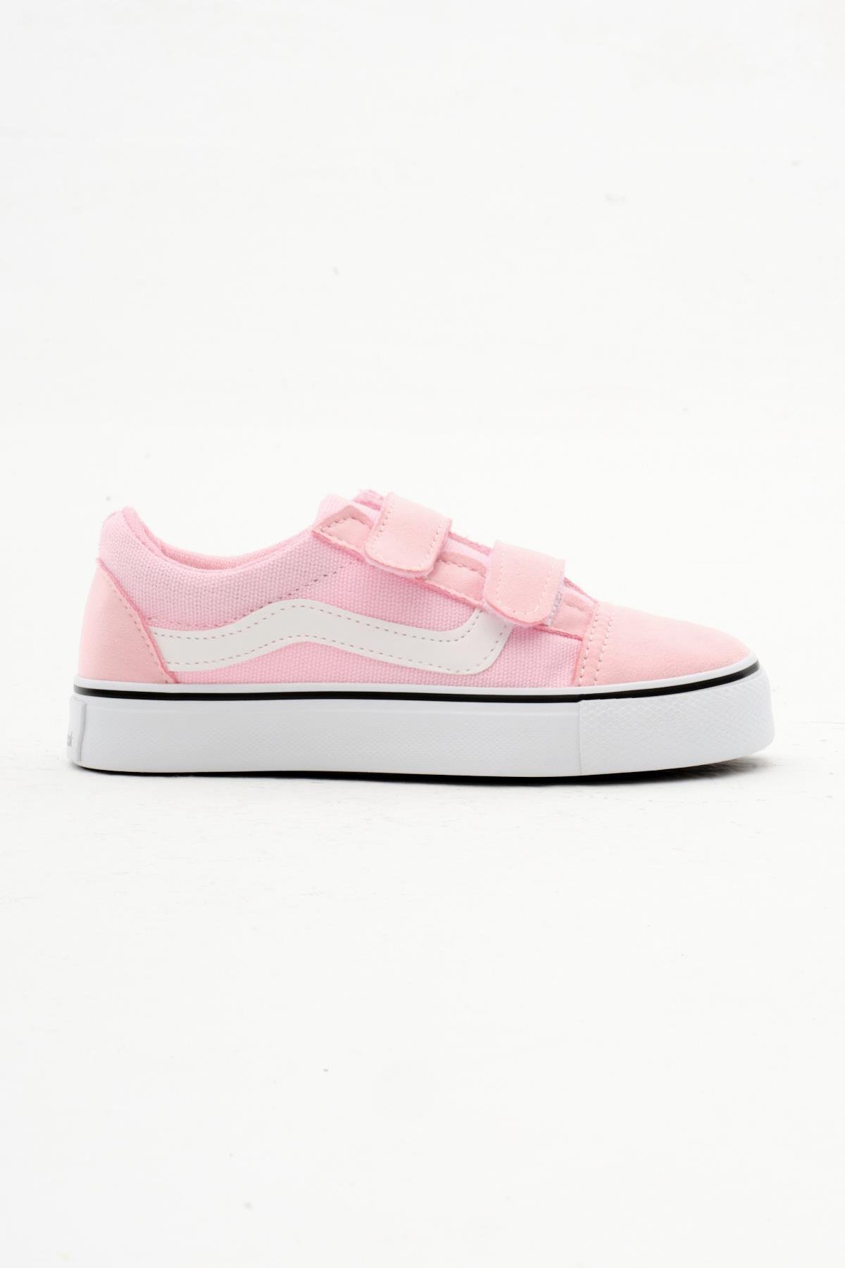 Kauçuk Taban Keten Cırtlı Çocuk Unisex Pembe Spor Ayakkabı TBH1461