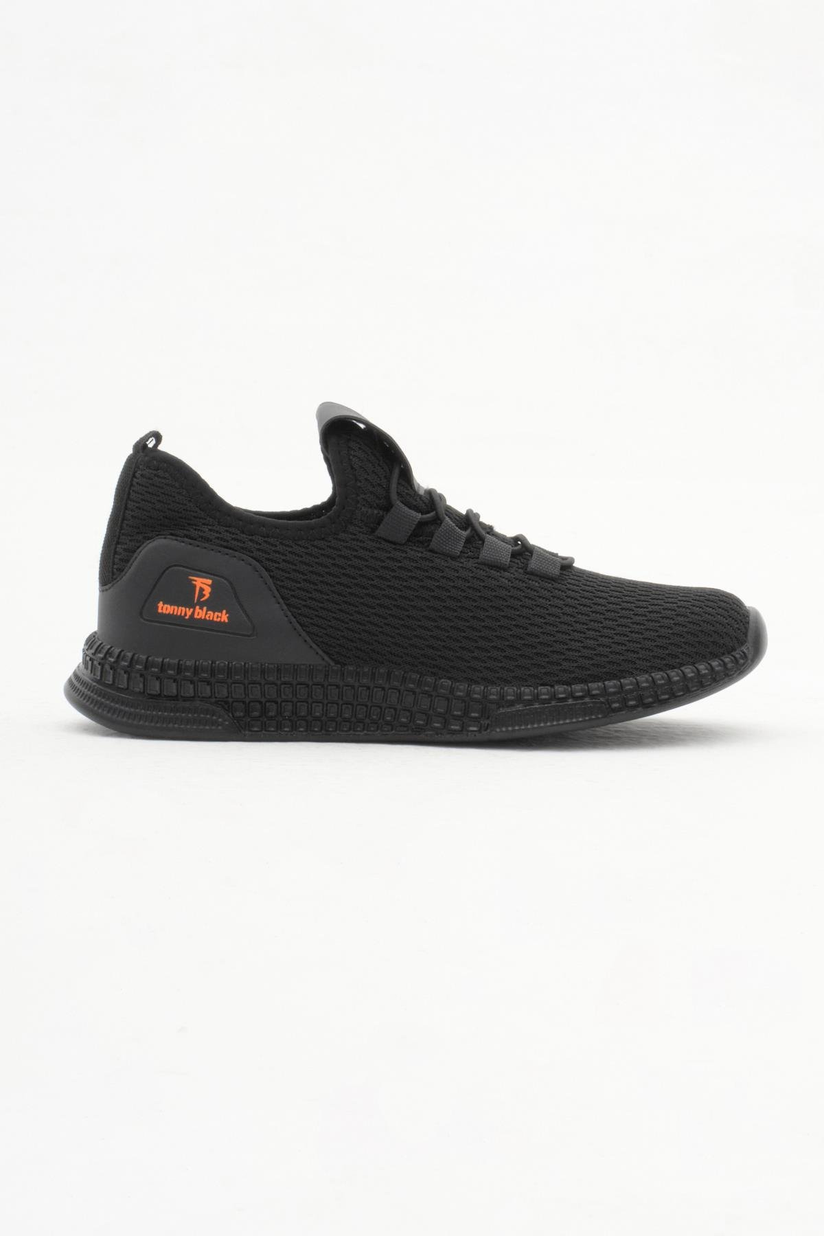 Rahat Kalıp Lastik Bağcıklı Çocuk Unisex Siyah Spor Ayakkabı V2QNT-3
