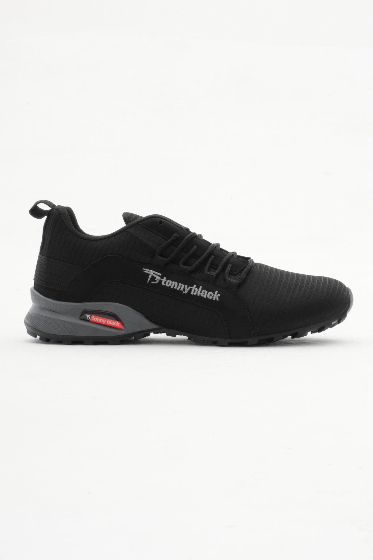 Rahat Kalıp Termo Taban Bağcıklı Unisex Siyah Füme Spor Ayakkabı TBPS005