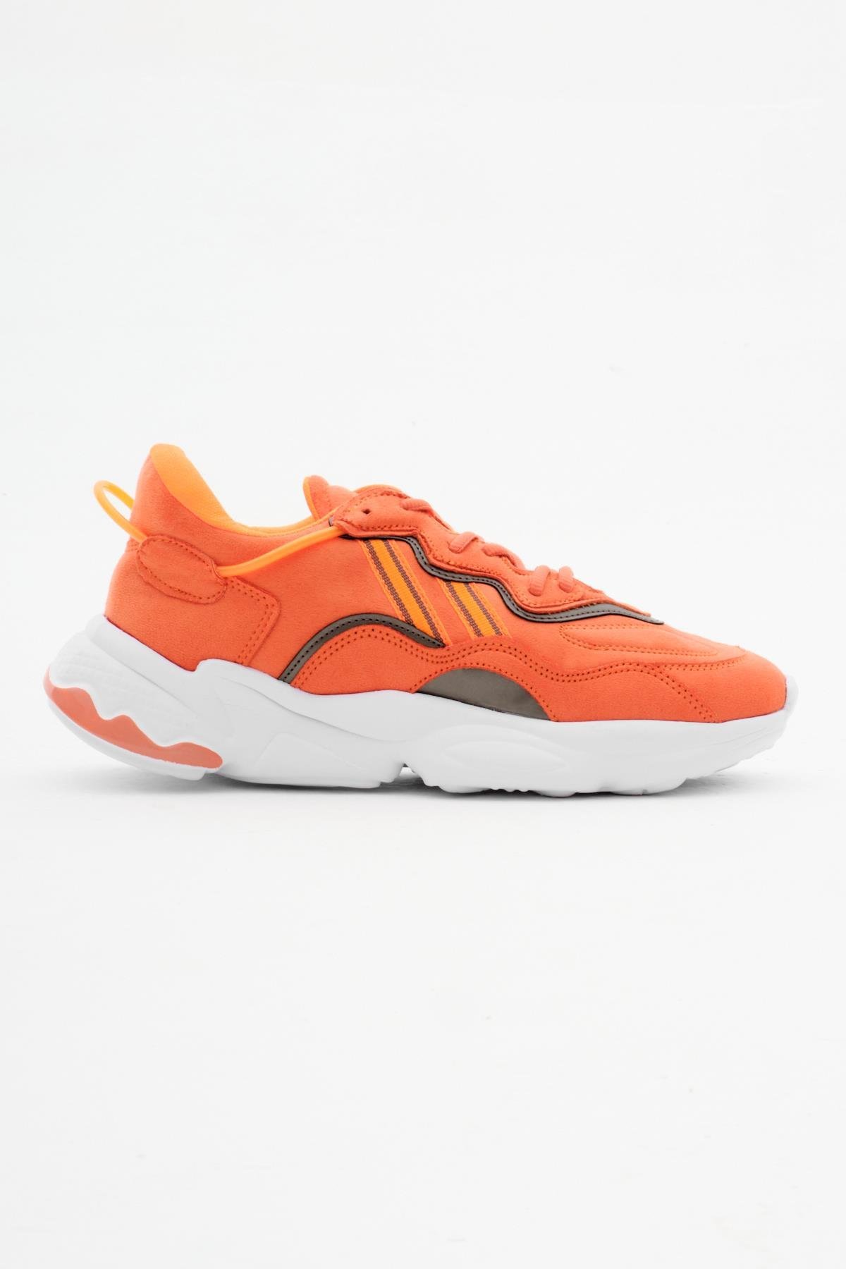 Rahat Kalıp Yüksek Taban Şeritli Bağcıklı Unisex Oranj Spor Ayakkabı TB248-0