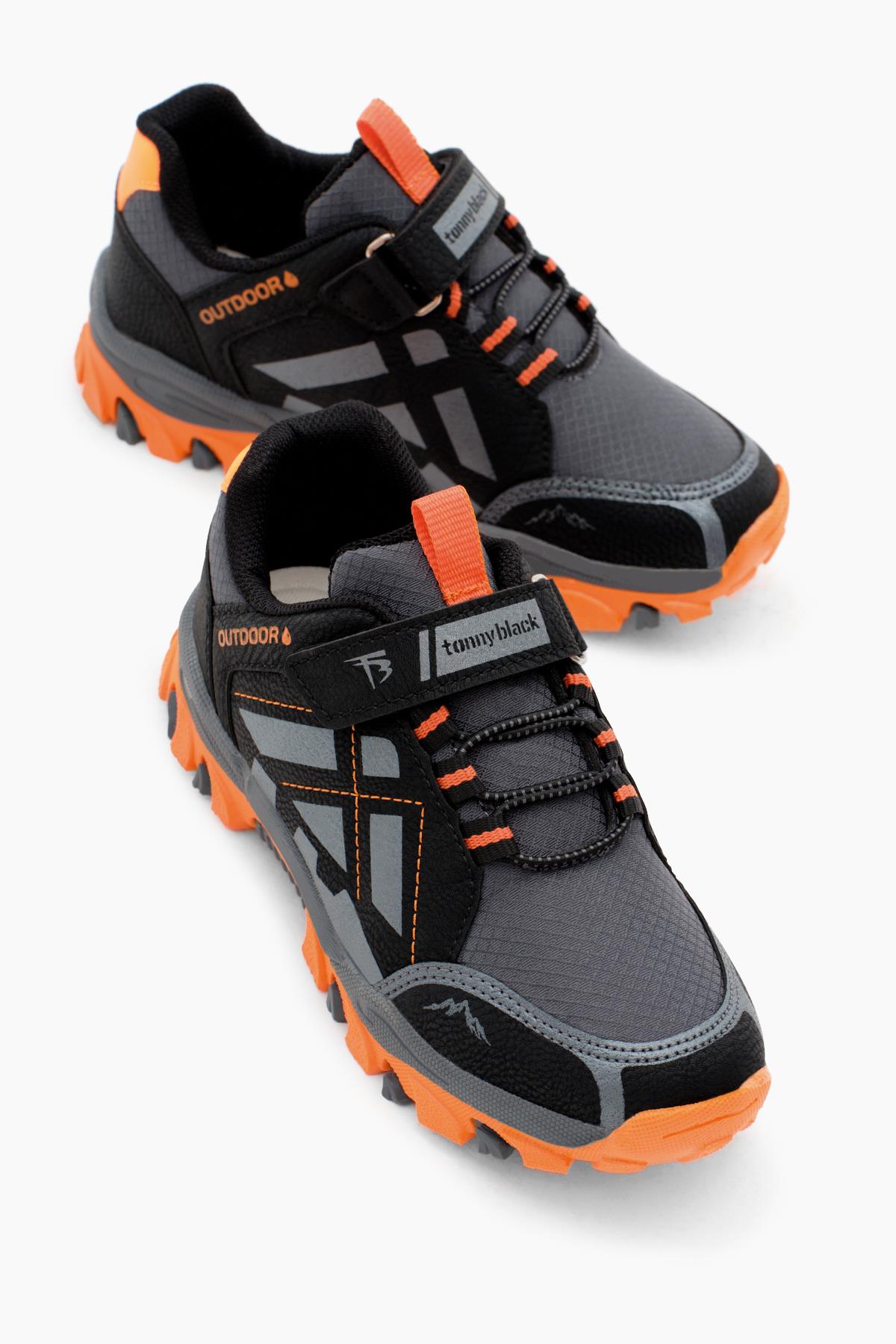 Termo Taban Su İtici Kumaş Cırtlı Çocuk Unisex Füme Oranj Trekking Ayakkabı TBTMKD025