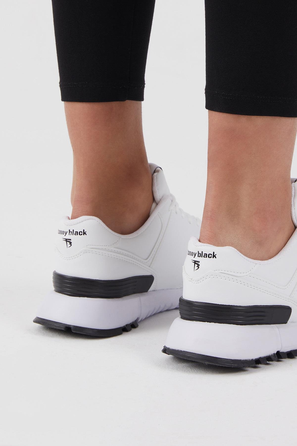Unisex Beyaz Kaymaz Eva Taban Bağcıklı Sneaker