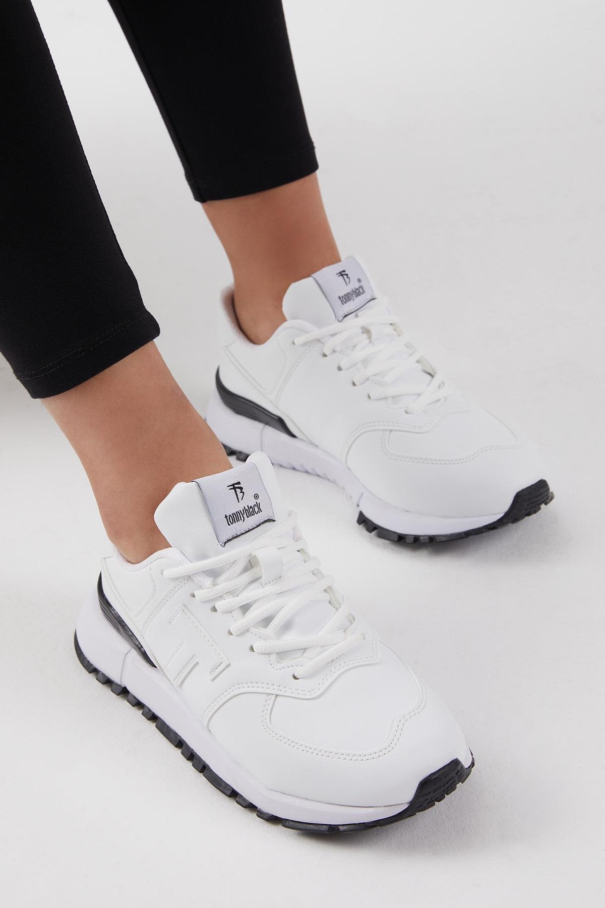 Unisex Beyaz Kaymaz Eva Taban Bağcıklı Sneaker