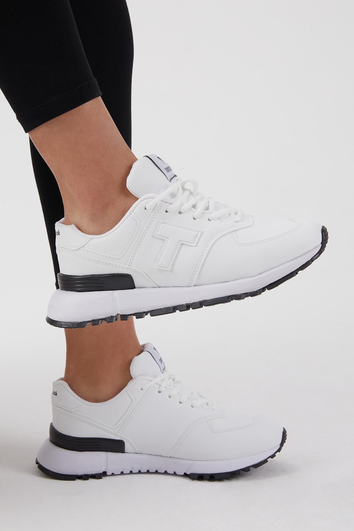 Unisex Beyaz Kaymaz Eva Taban Bağcıklı Sneaker