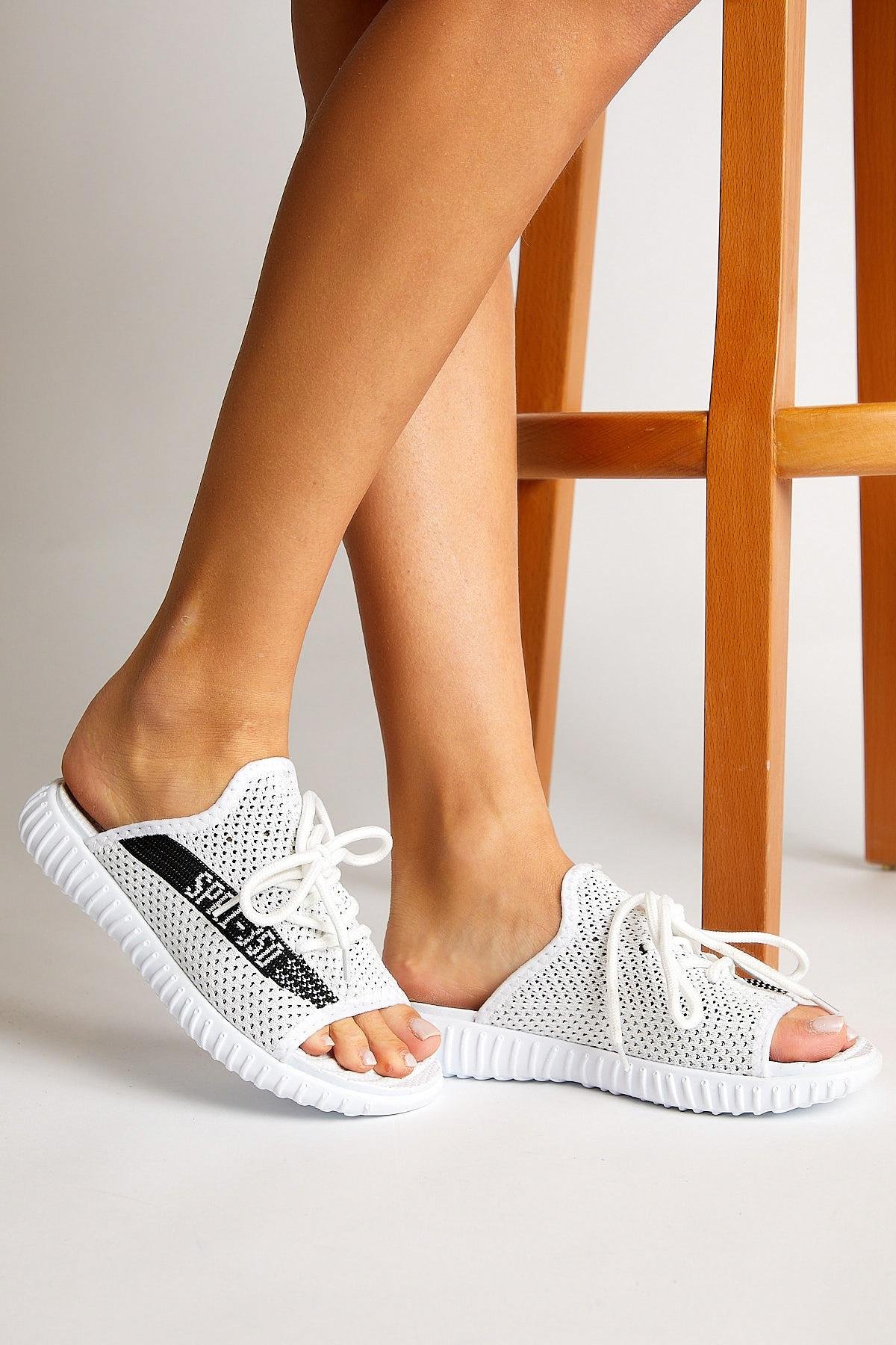 Unisex Beyaz Siyah Triko Özel Üretim Terlik Tbtr TBTR-0