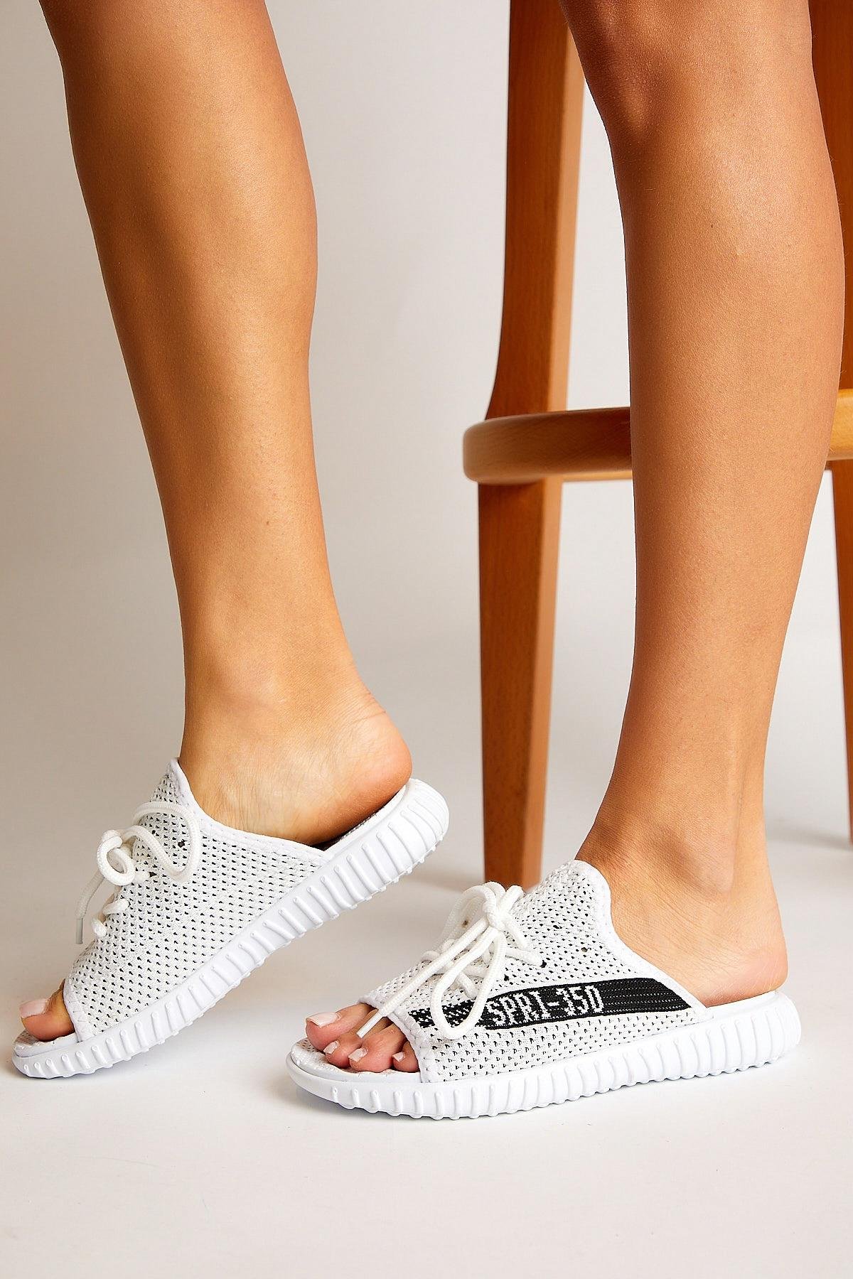 Unisex Beyaz Siyah Triko Özel Üretim Terlik Tbtr TBTR-0