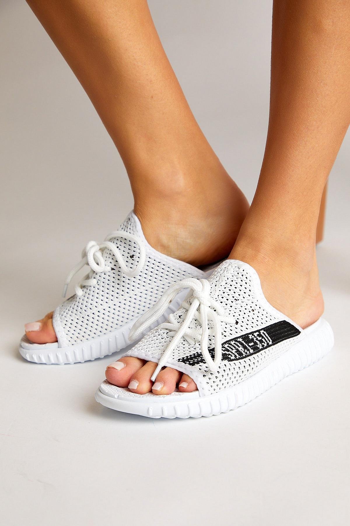 Unisex Beyaz Siyah Triko Özel Üretim Terlik Tbtr TBTR-0