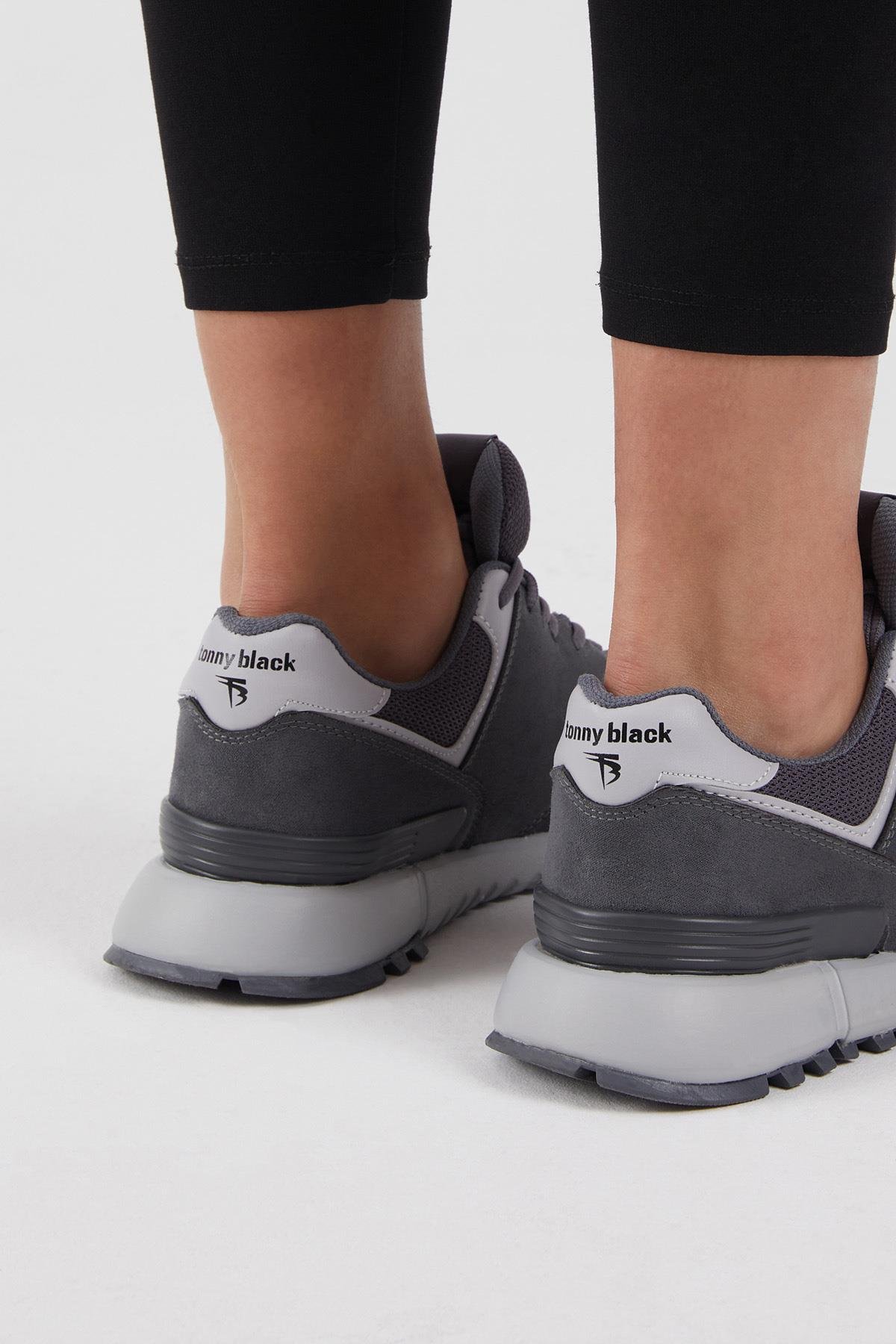 Unisex Füme Kaymaz Eva Taban Bağcıklı Sneaker