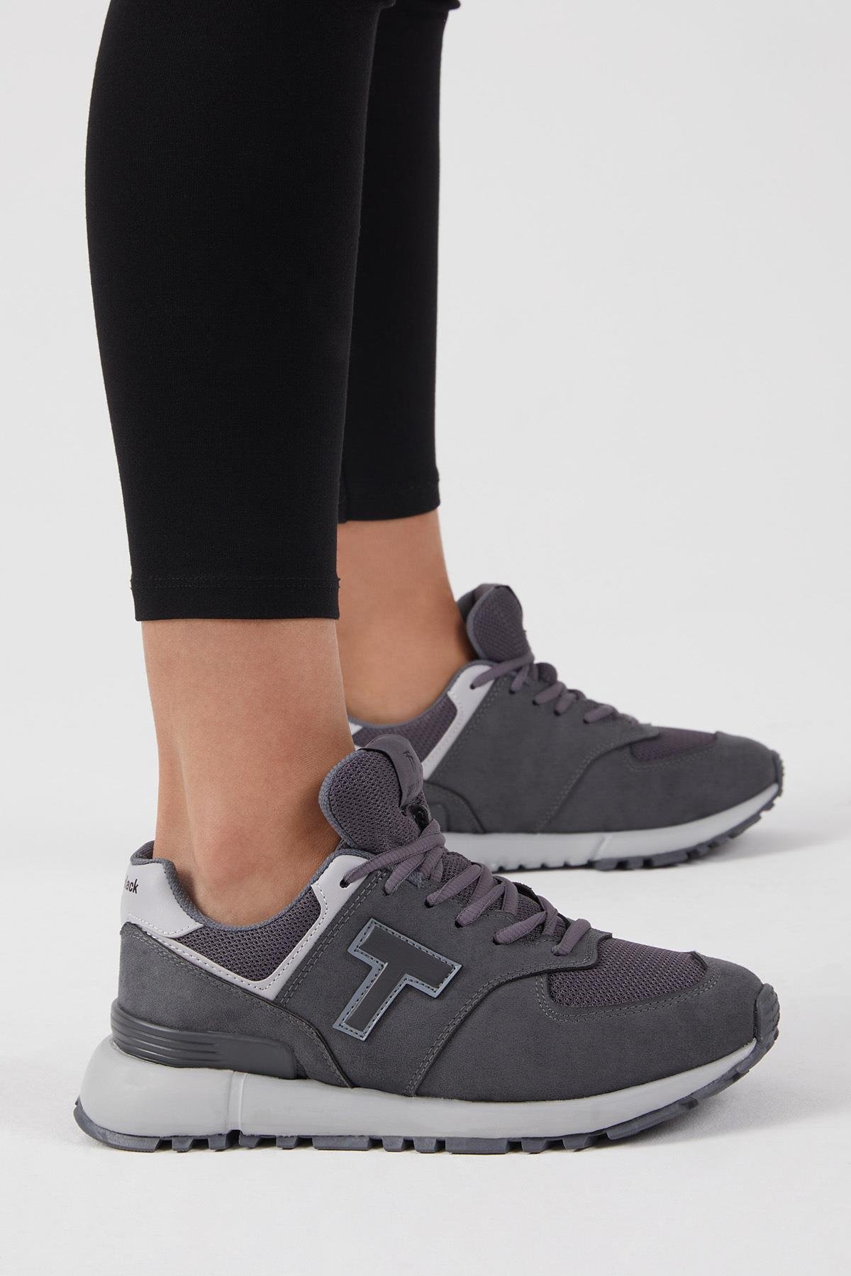 Unisex Füme Kaymaz Eva Taban Bağcıklı Sneaker