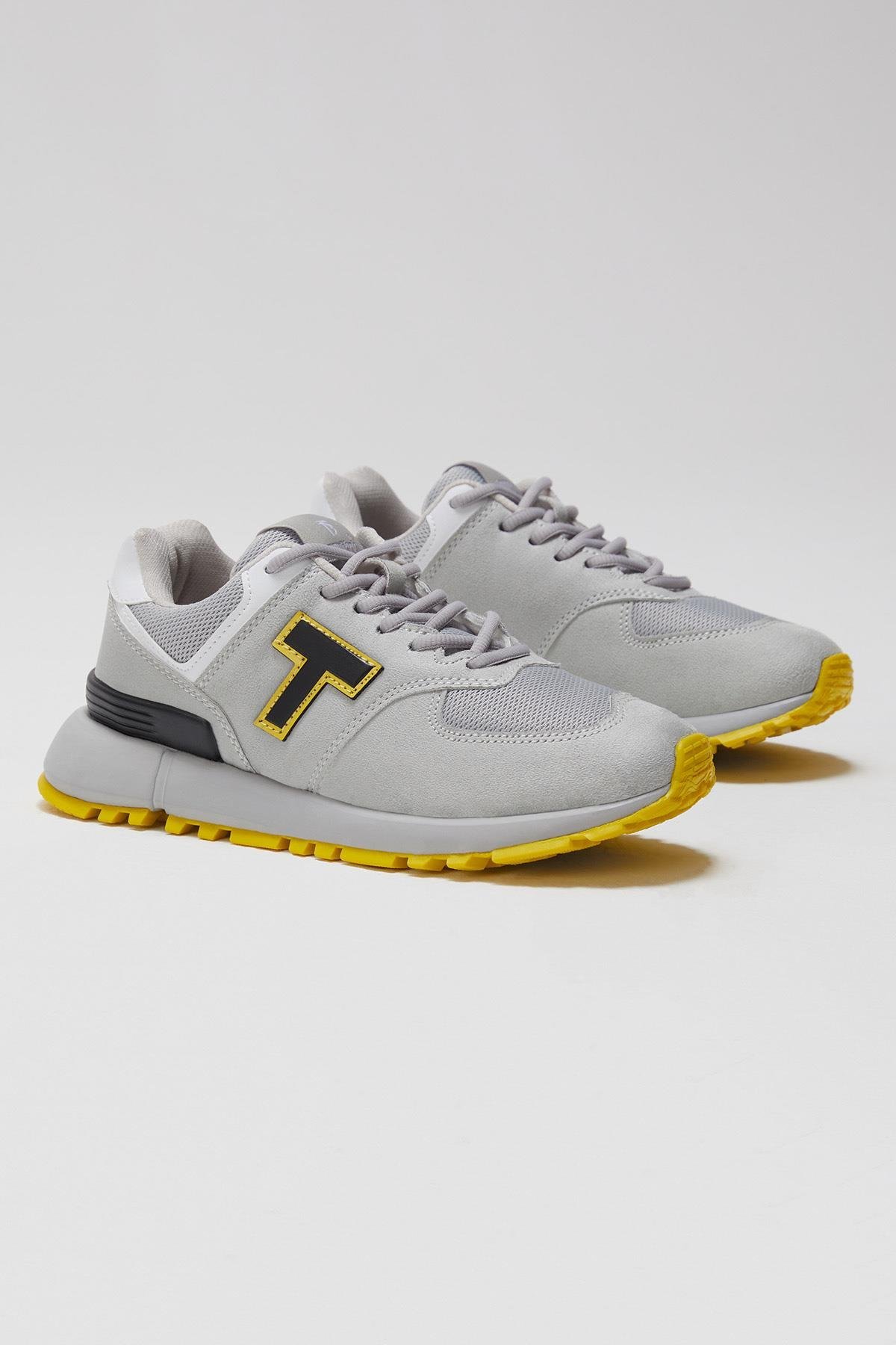 Unisex Gri Kaymaz Eva Taban Bağcıklı Sneaker