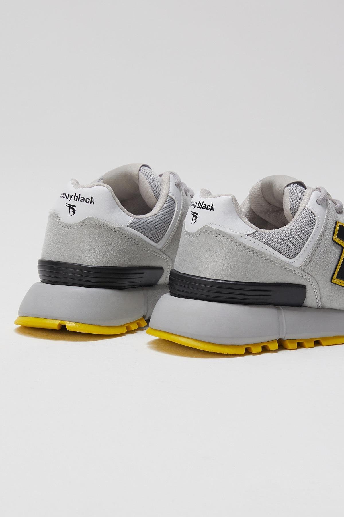 Unisex Gri Kaymaz Eva Taban Bağcıklı Sneaker