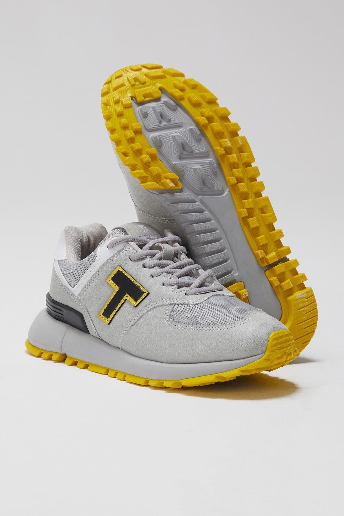 Unisex Gri Kaymaz Eva Taban Bağcıklı Sneaker