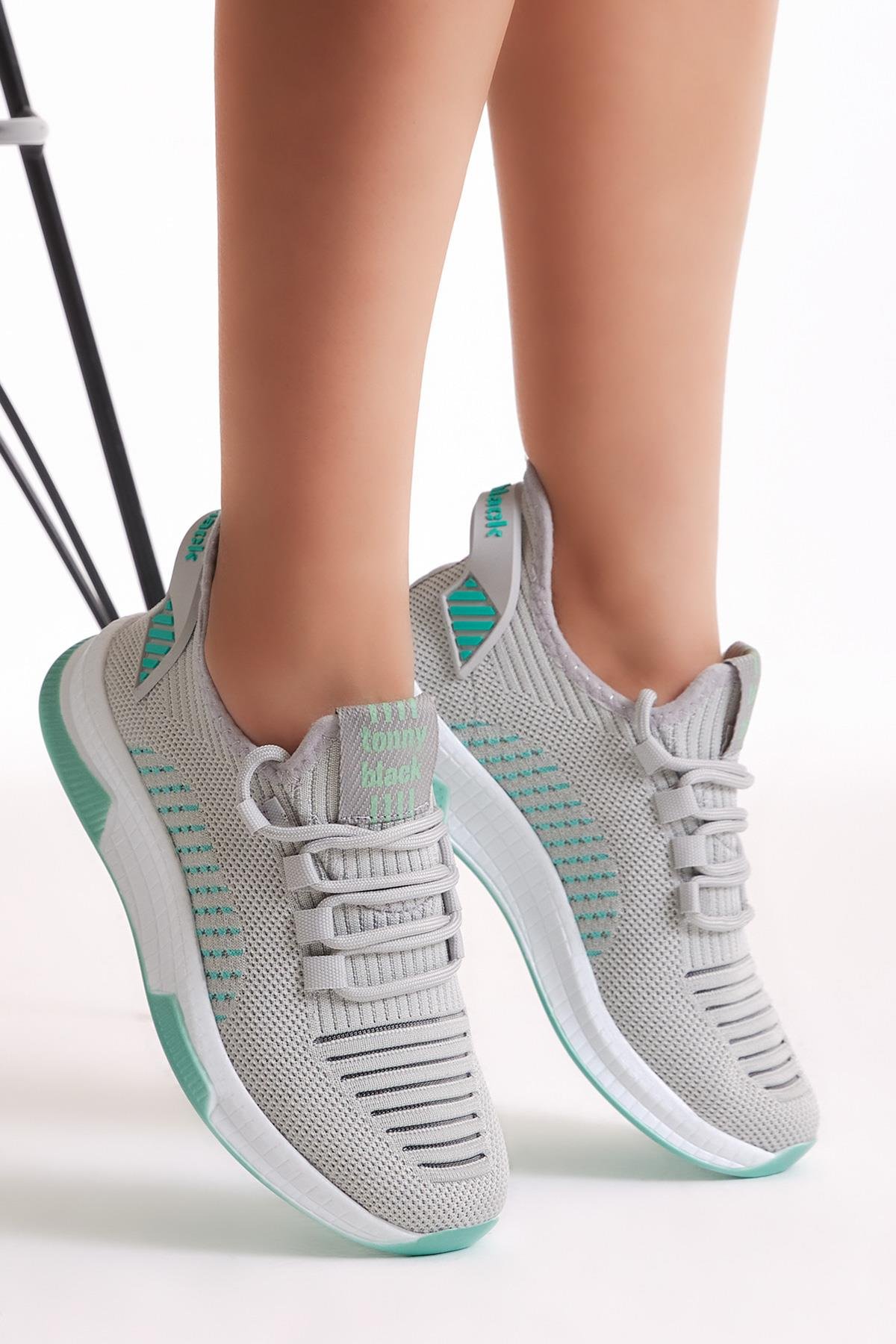 Unisex Gri Yeşil Spor Ayakkabı Tbqnl