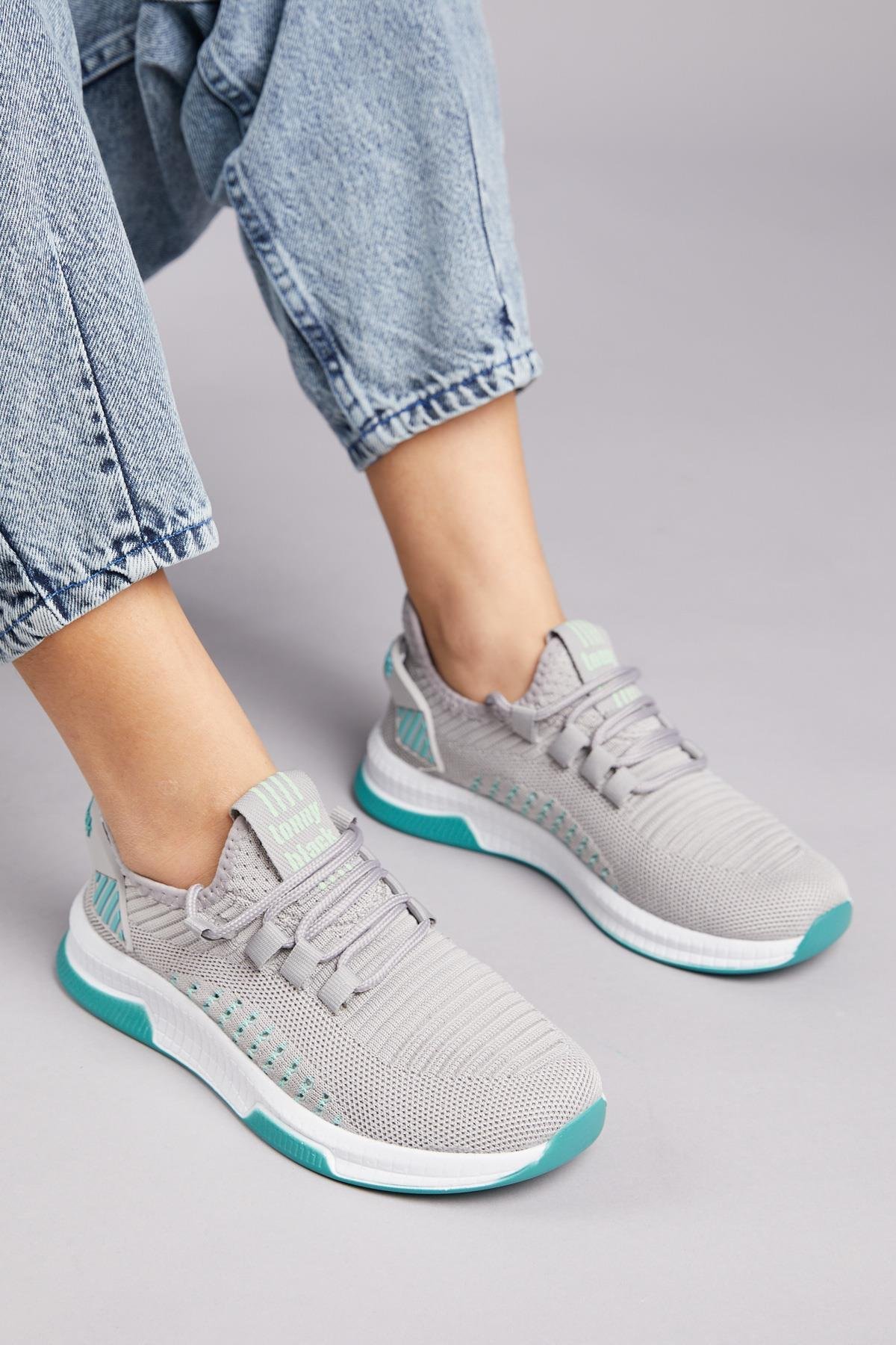 Unisex Gri Yeşil Spor Ayakkabı Tbqnl