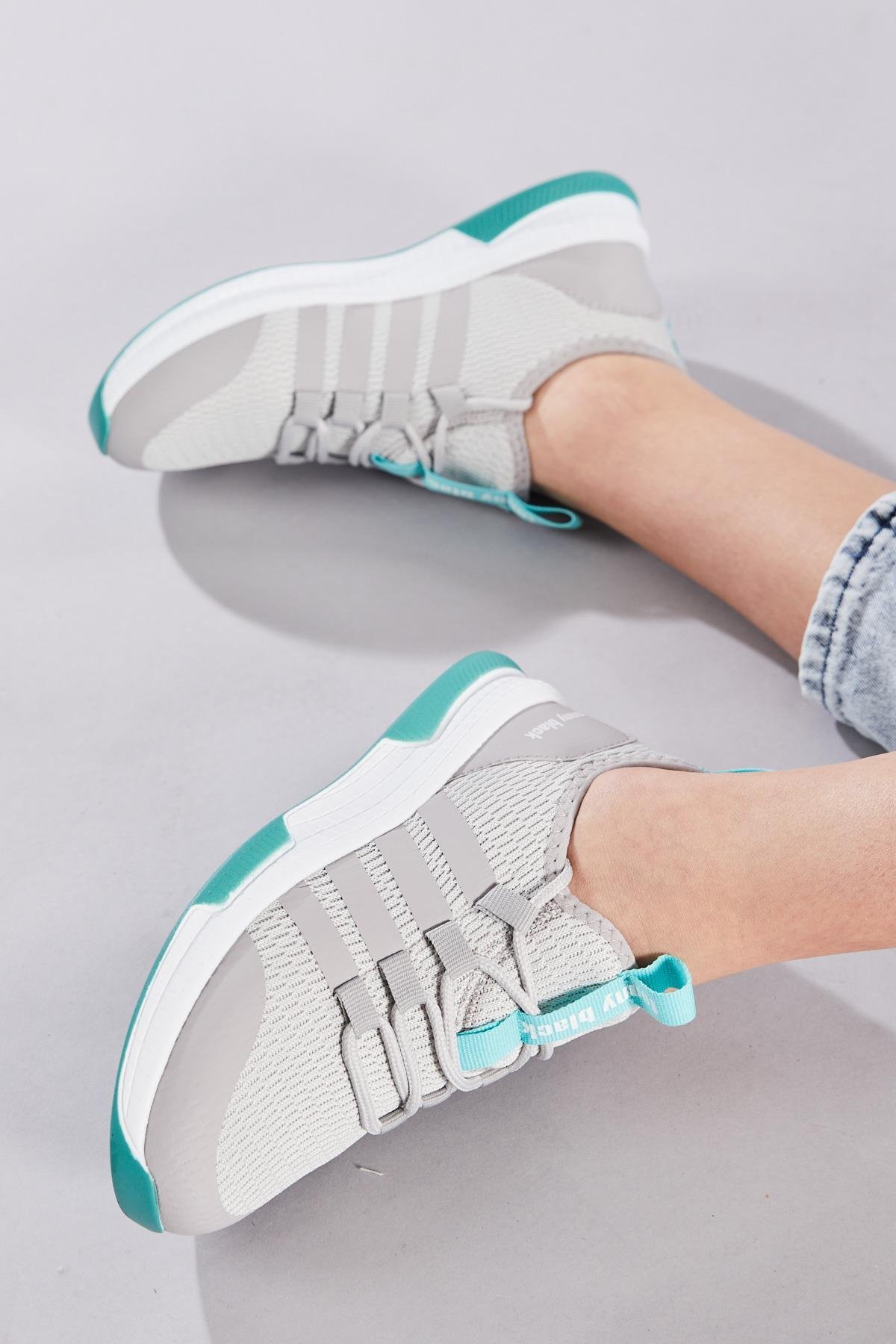Unisex Gri Yeşil Spor Ayakkabı Tbqnt