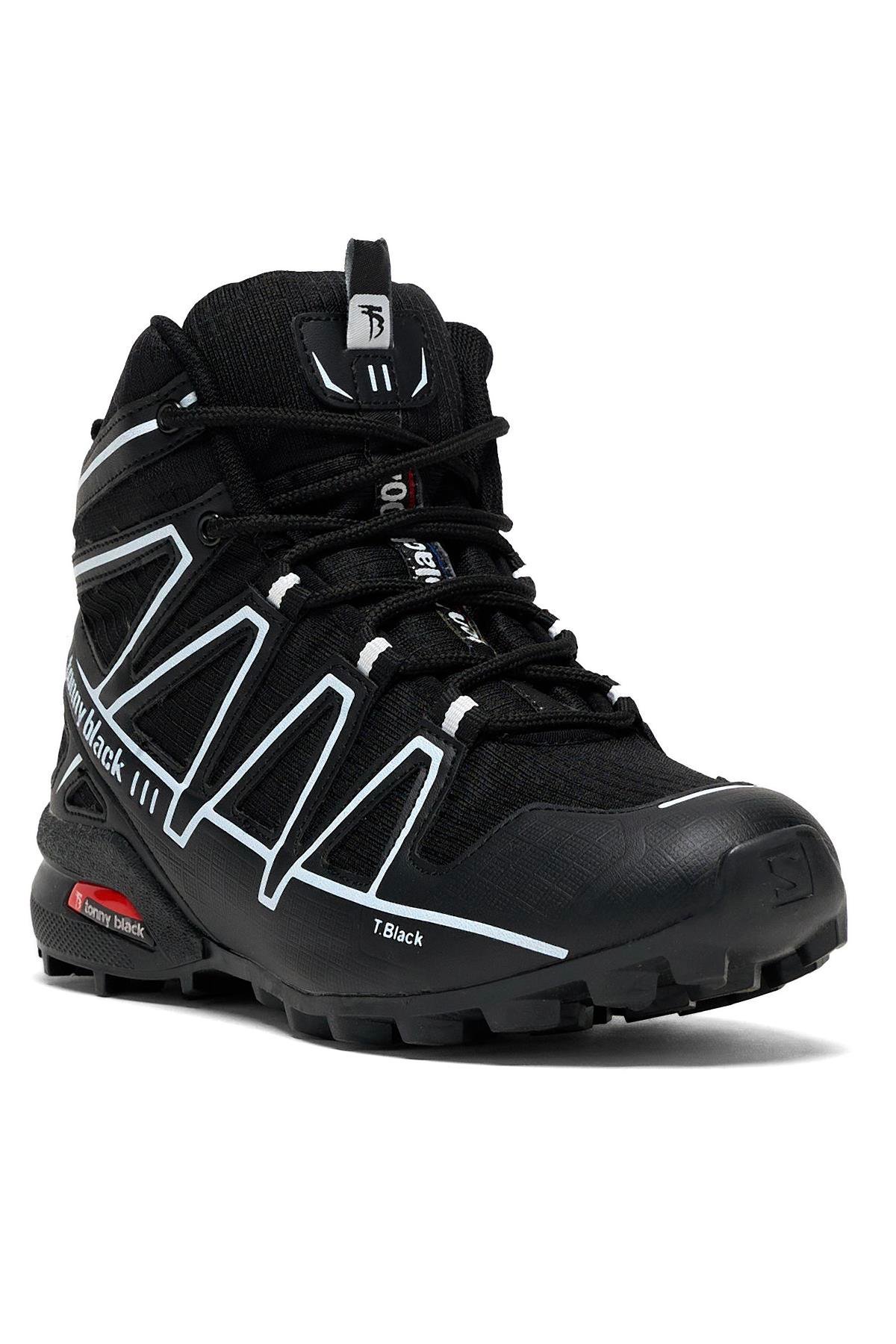 Unisex Siyah Beyaz Rahat Kalıp Trekking Bot