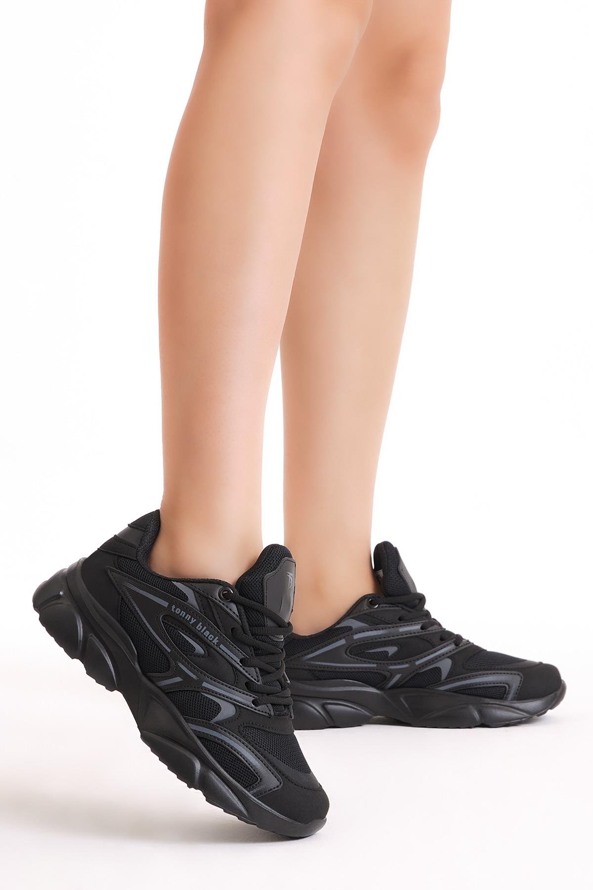 Unisex Siyah Faylon Taban Spor Ayakkabı Tbb013