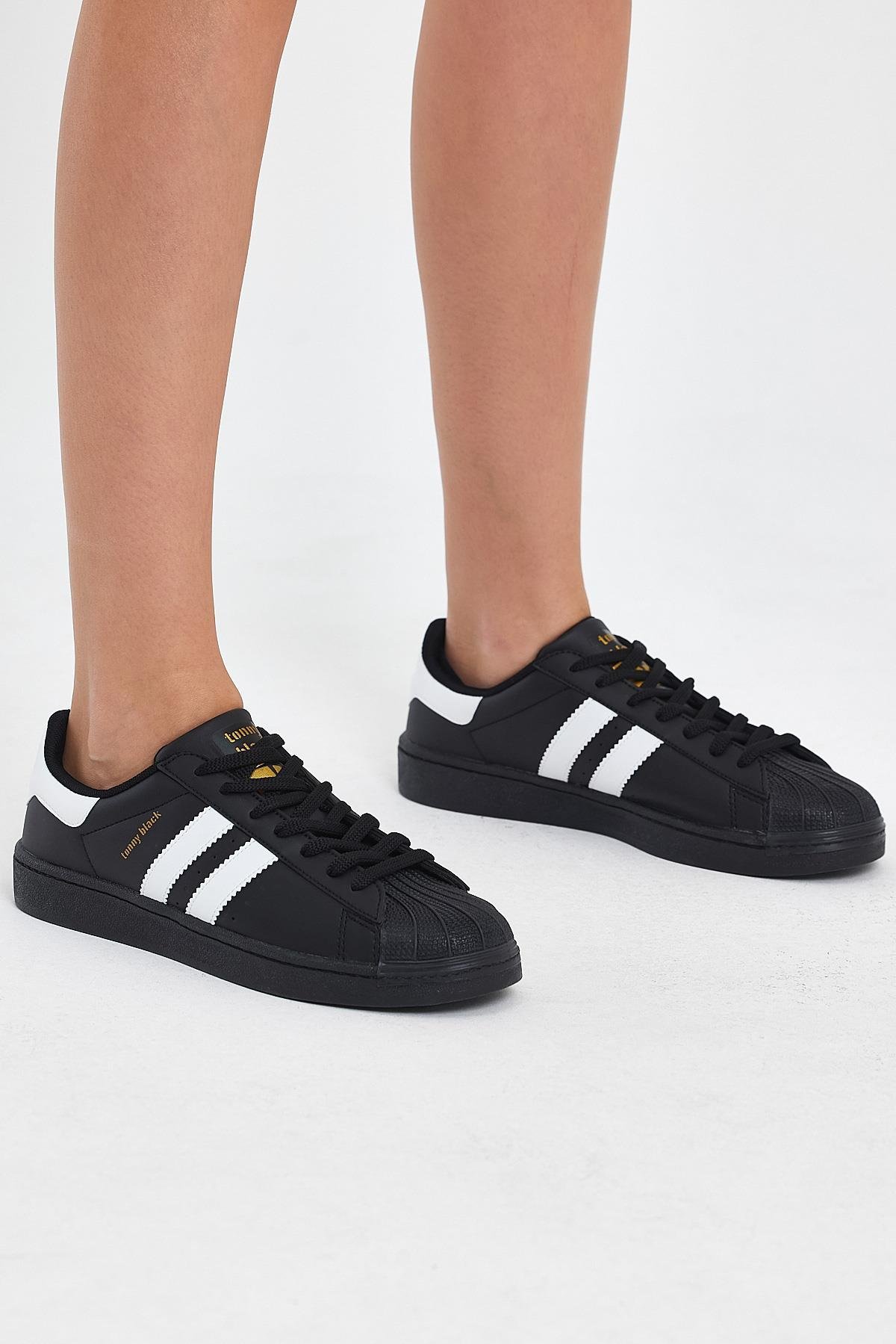 Unisex Siyah Rahat Kalıp Sneaker Ayakkabı