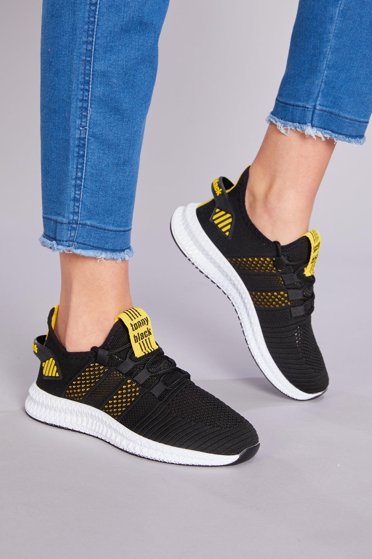 Unisex Siyah Sarı Spor Ayakkabı Tbıdl