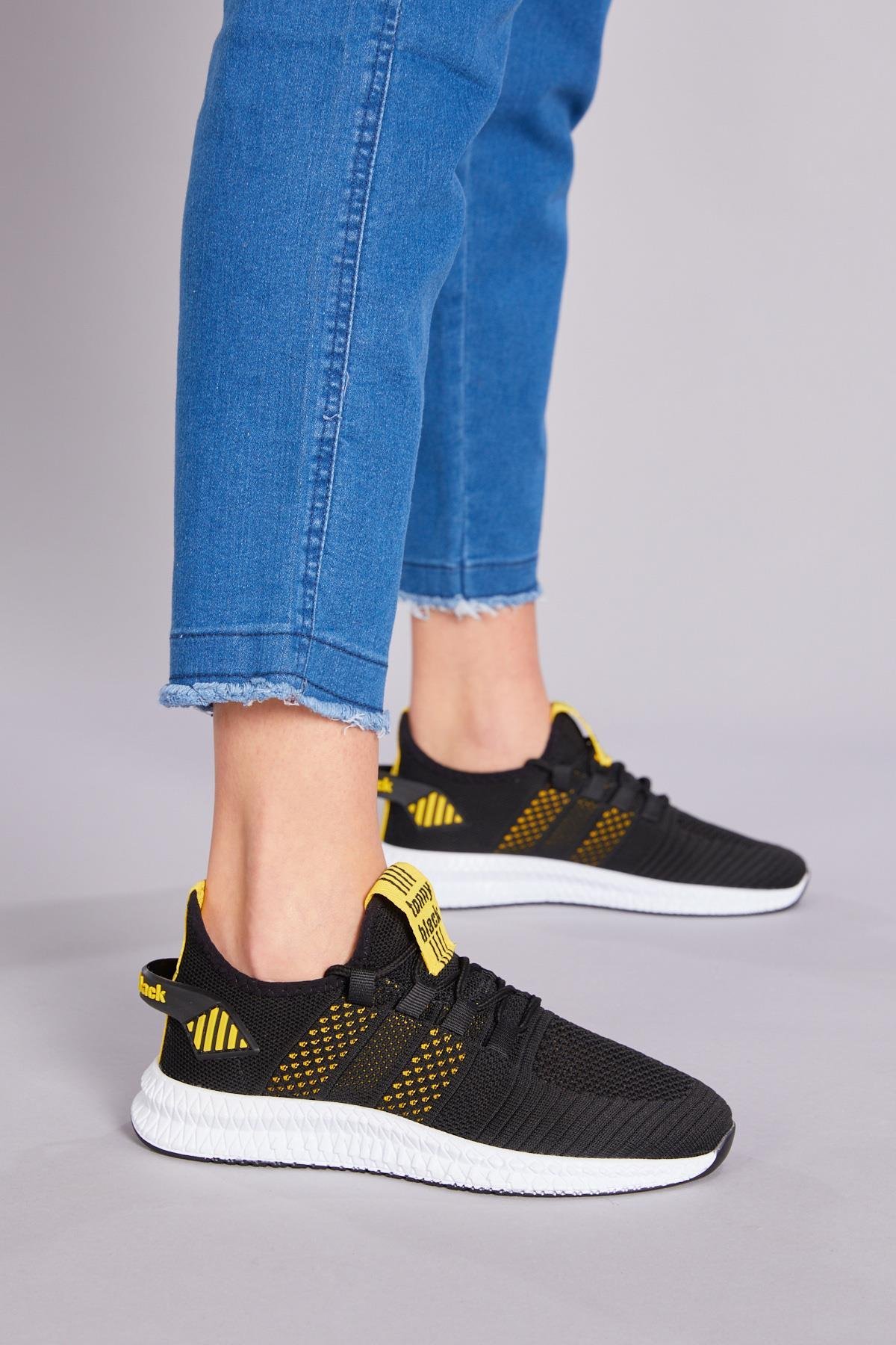 Unisex Siyah Sarı Spor Ayakkabı Tbıdl