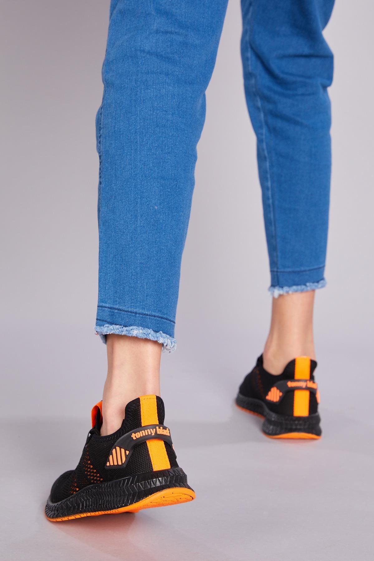 Unisex Siyah Turuncu Spor Ayakkabı Tbıdl