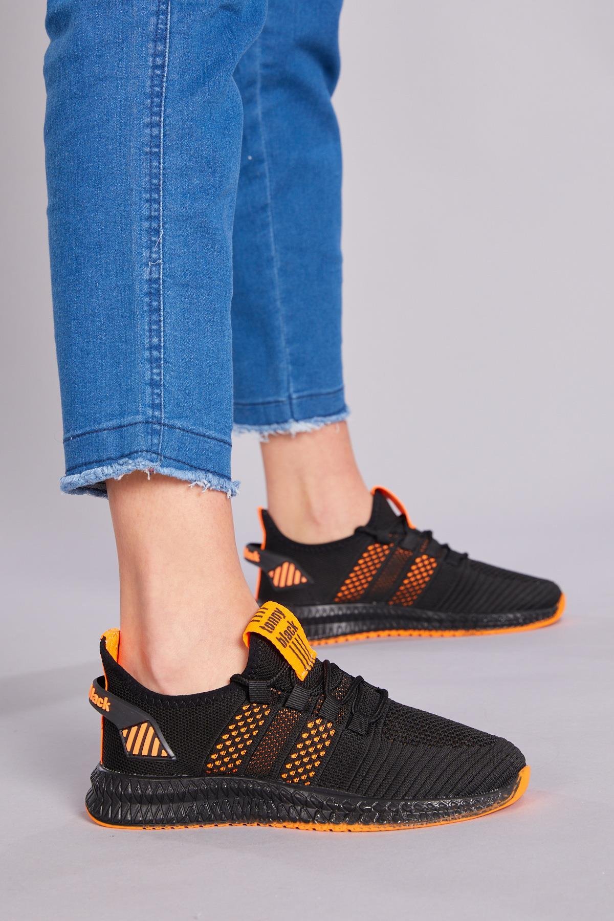 Unisex Siyah Turuncu Spor Ayakkabı Tbıdl