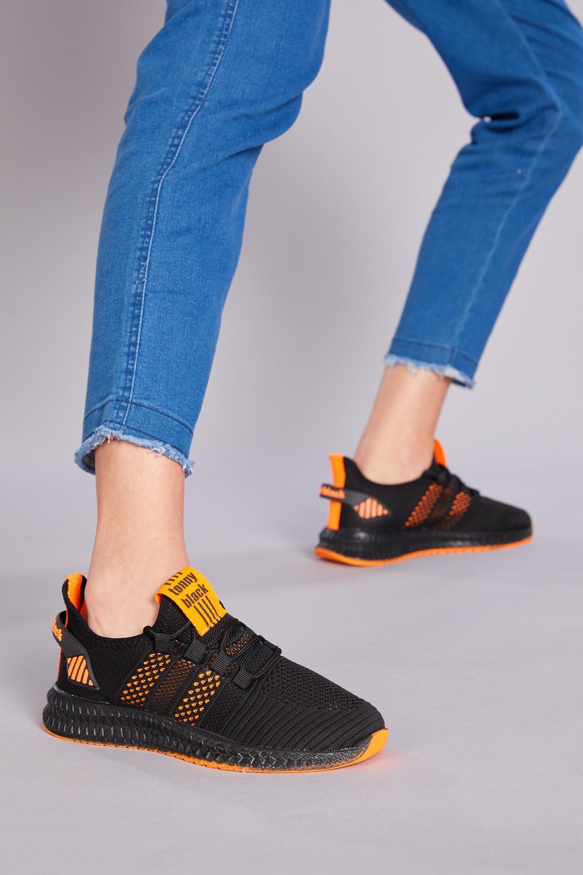 Unisex Siyah Turuncu Spor Ayakkabı Tbıdl