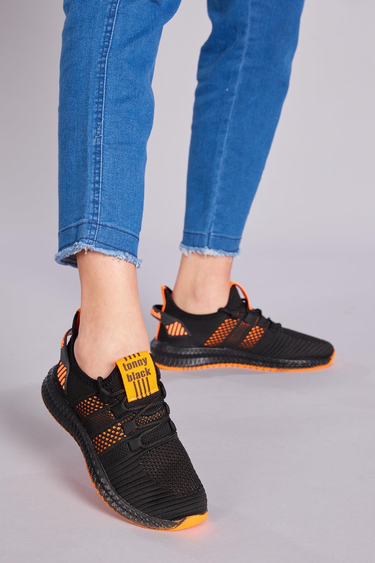 Unisex Siyah Turuncu Spor Ayakkabı Tbıdl
