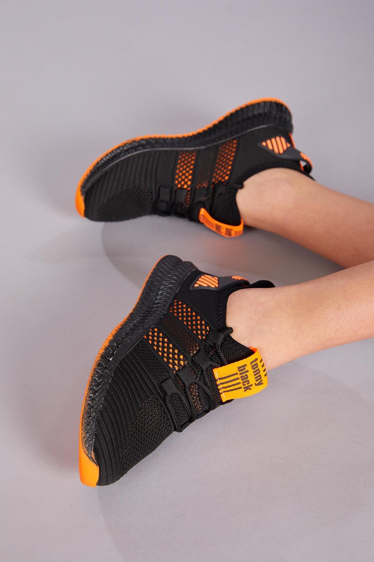 Unisex Siyah Turuncu Spor Ayakkabı Tbıdl