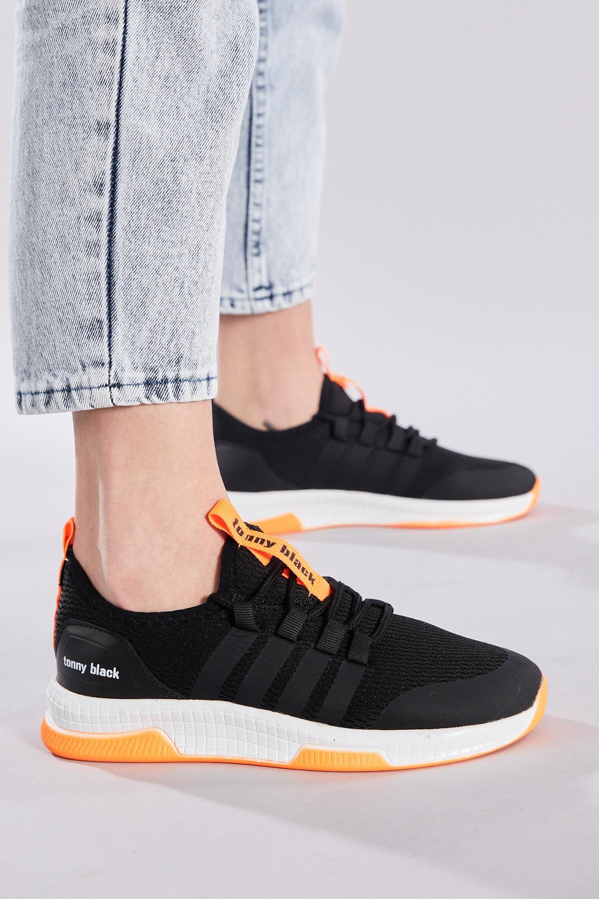 Unisex Siyah Turuncu Spor Ayakkabı Tbqnt