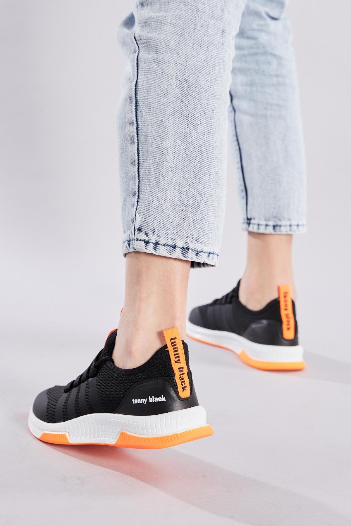 Unisex Siyah Turuncu Spor Ayakkabı Tbqnt