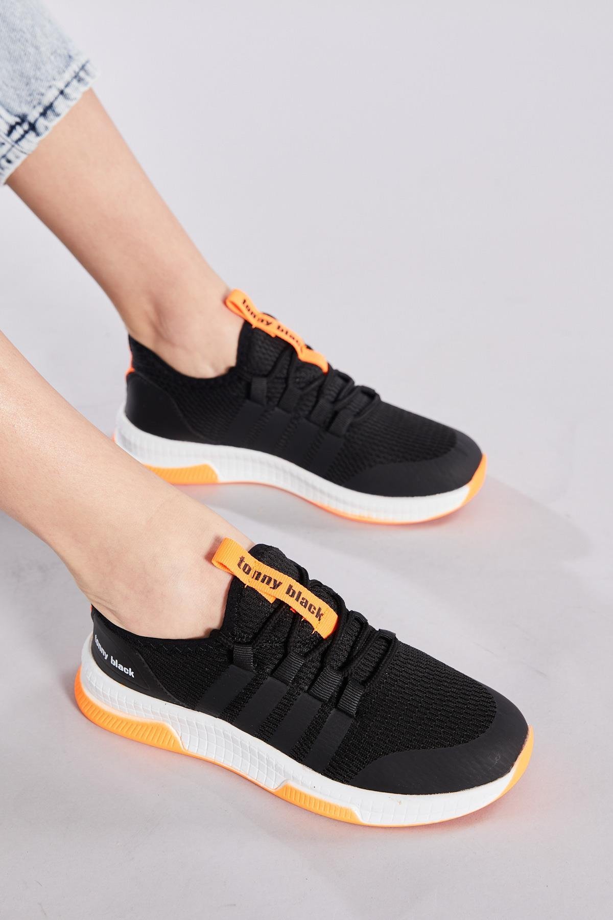 Unisex Siyah Turuncu Spor Ayakkabı Tbqnt
