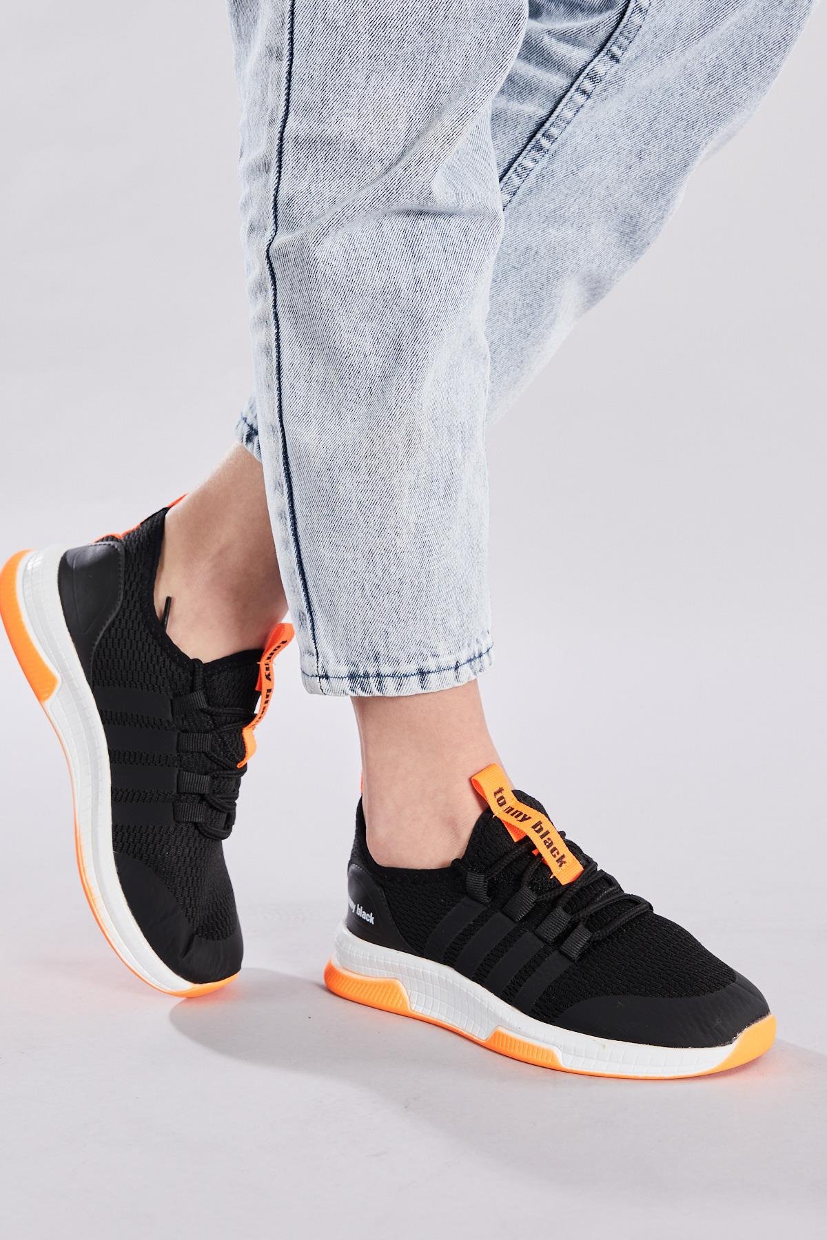 Unisex Siyah Turuncu Spor Ayakkabı Tbqnt
