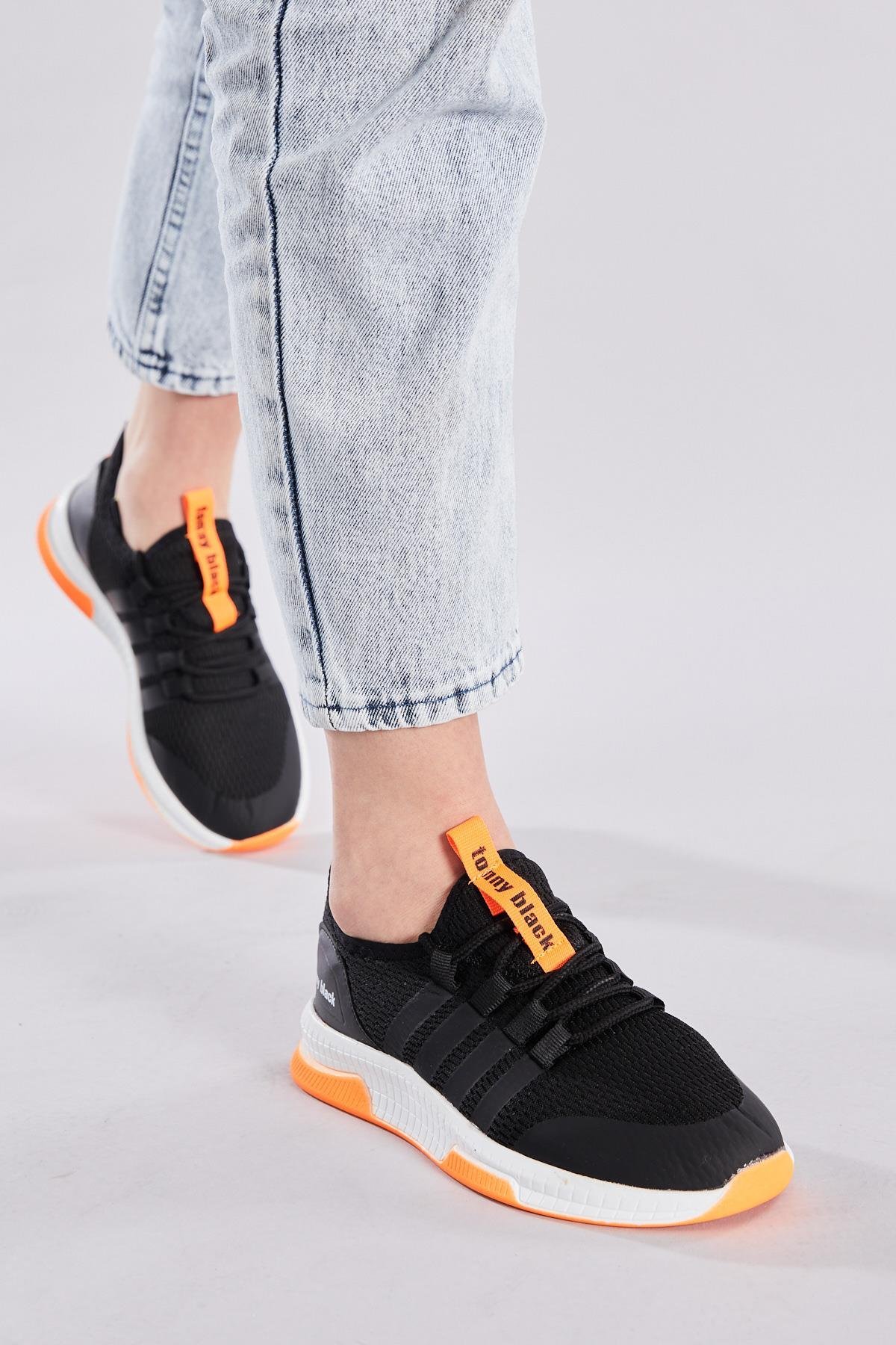 Unisex Siyah Turuncu Spor Ayakkabı Tbqnt
