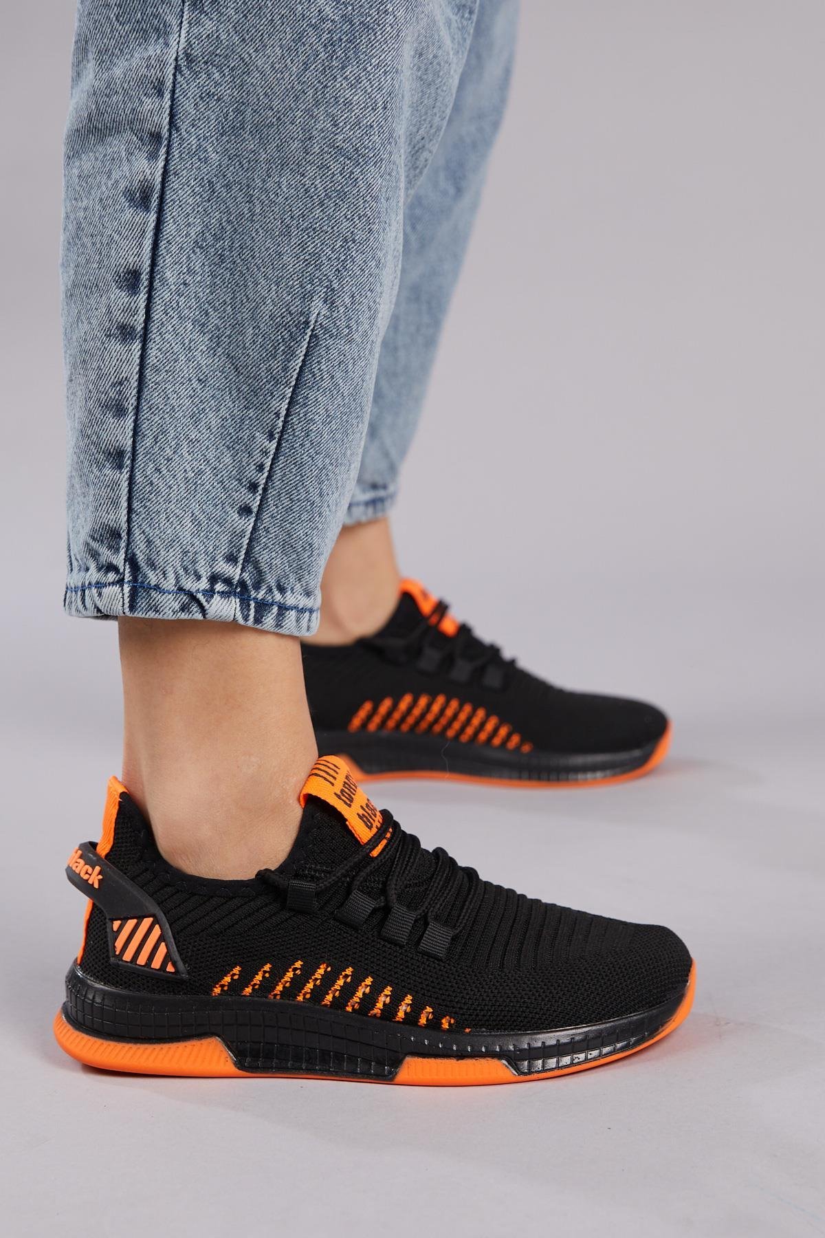 Unisex Siyah Turuncu Spor Ayakkabı Tbqnl