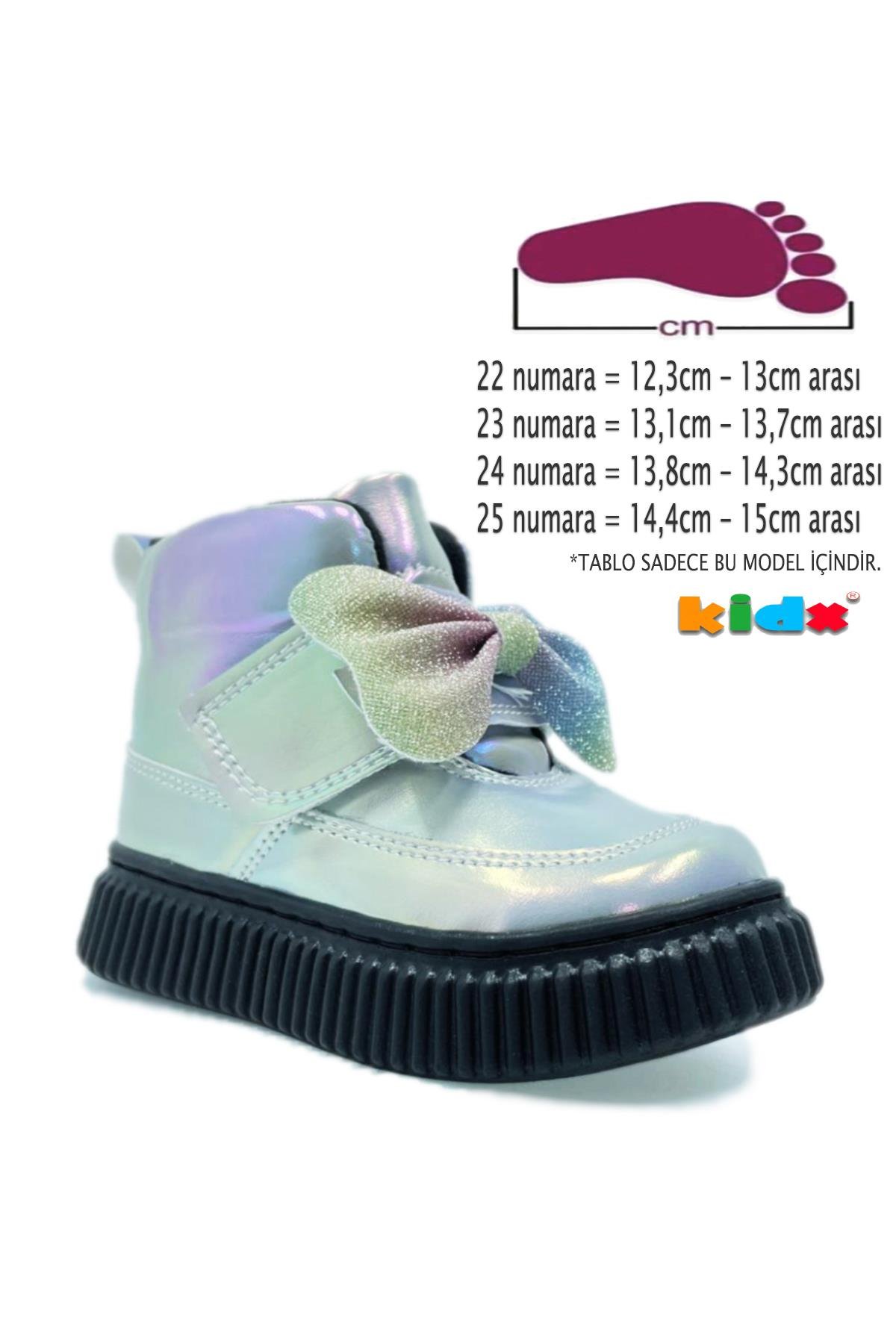 Kidx Popy Fiyonklu Ortopedik Kız Çocuk Bebek Bot Hologram Gümüş