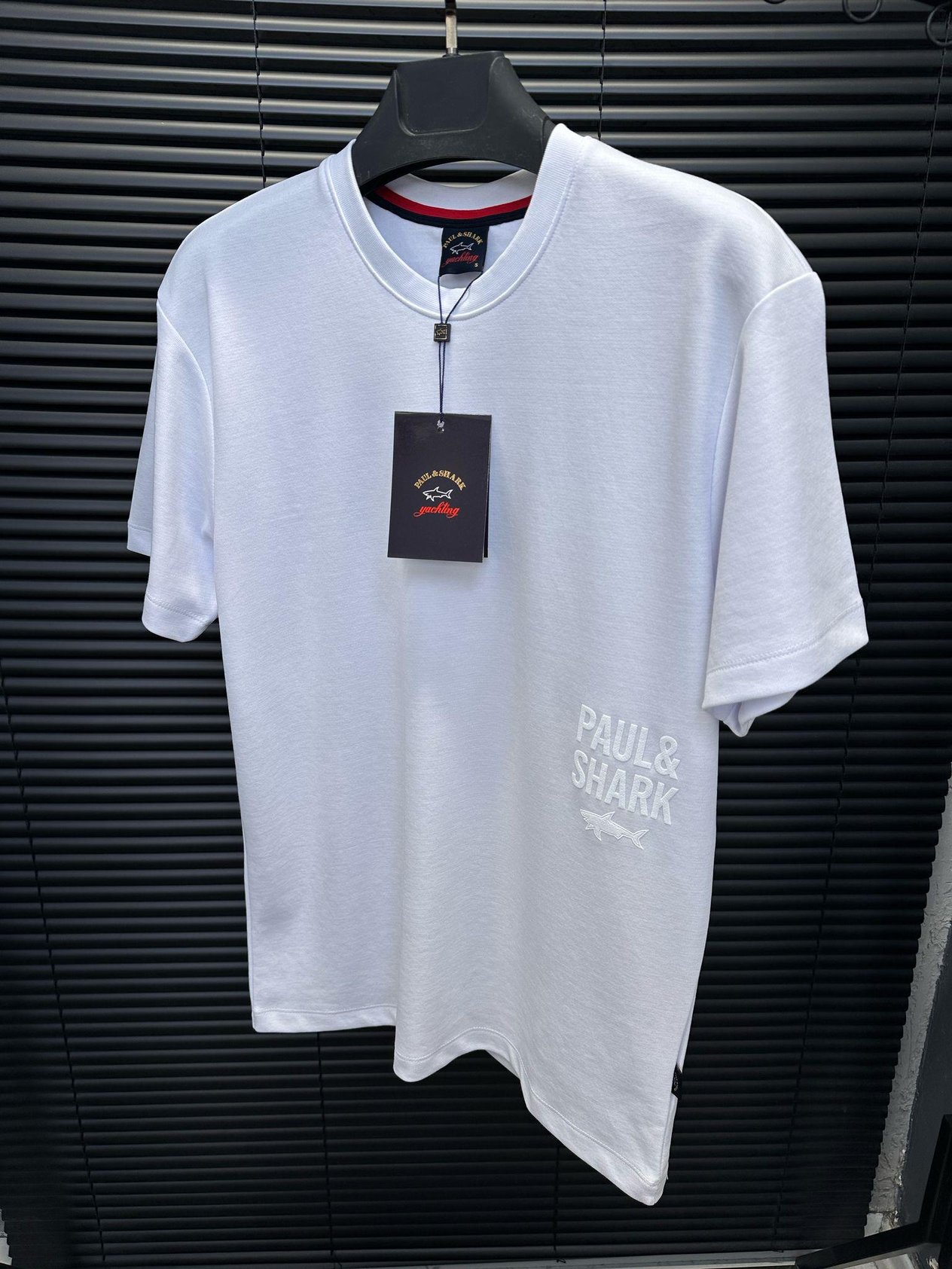Bisiklet YakaMarka Baskılı Basic T-Shirt - Beyaz
