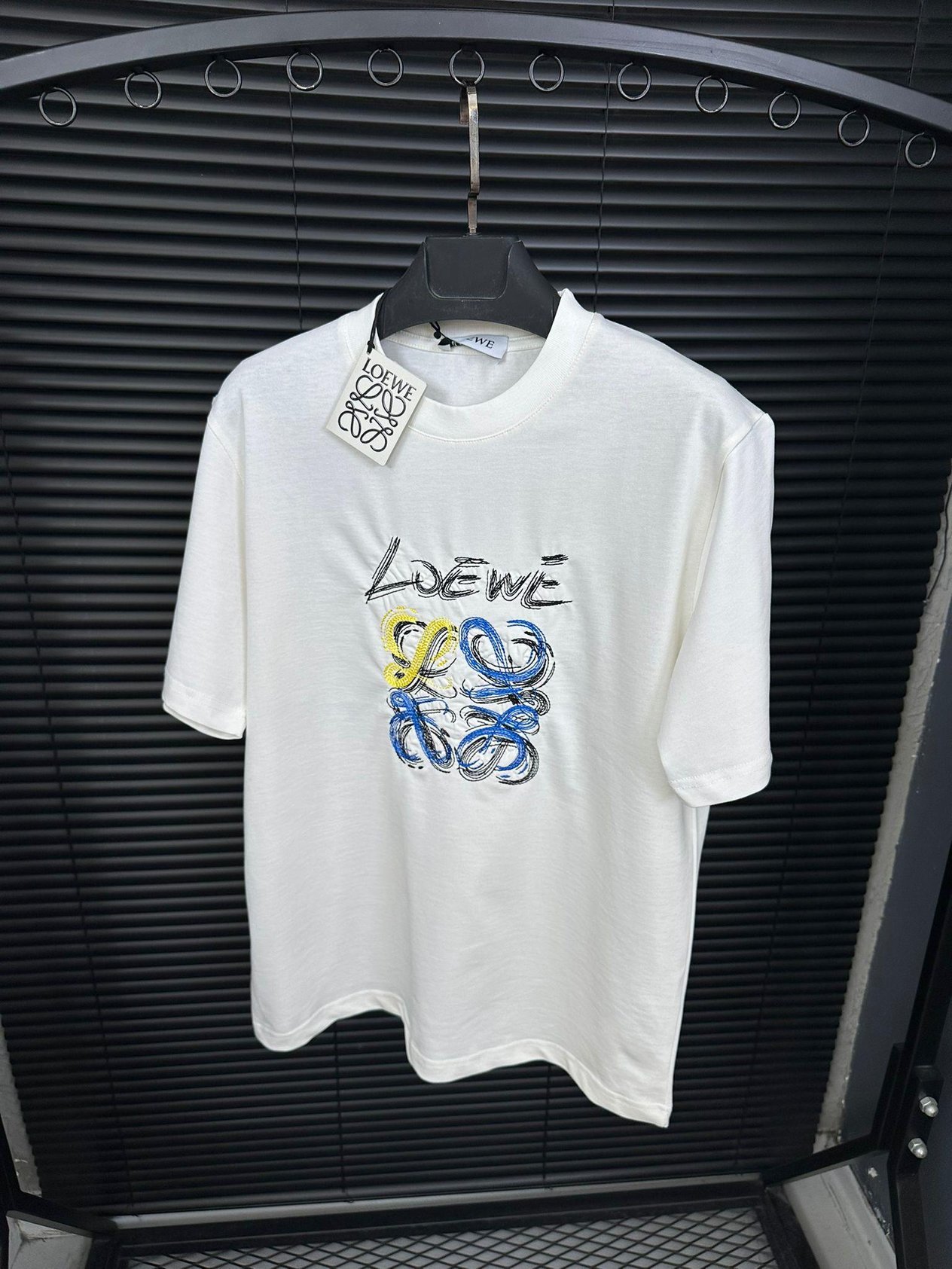 Bisiklet YakaNakış Drawing Baskılı T-Shirt - Beyaz