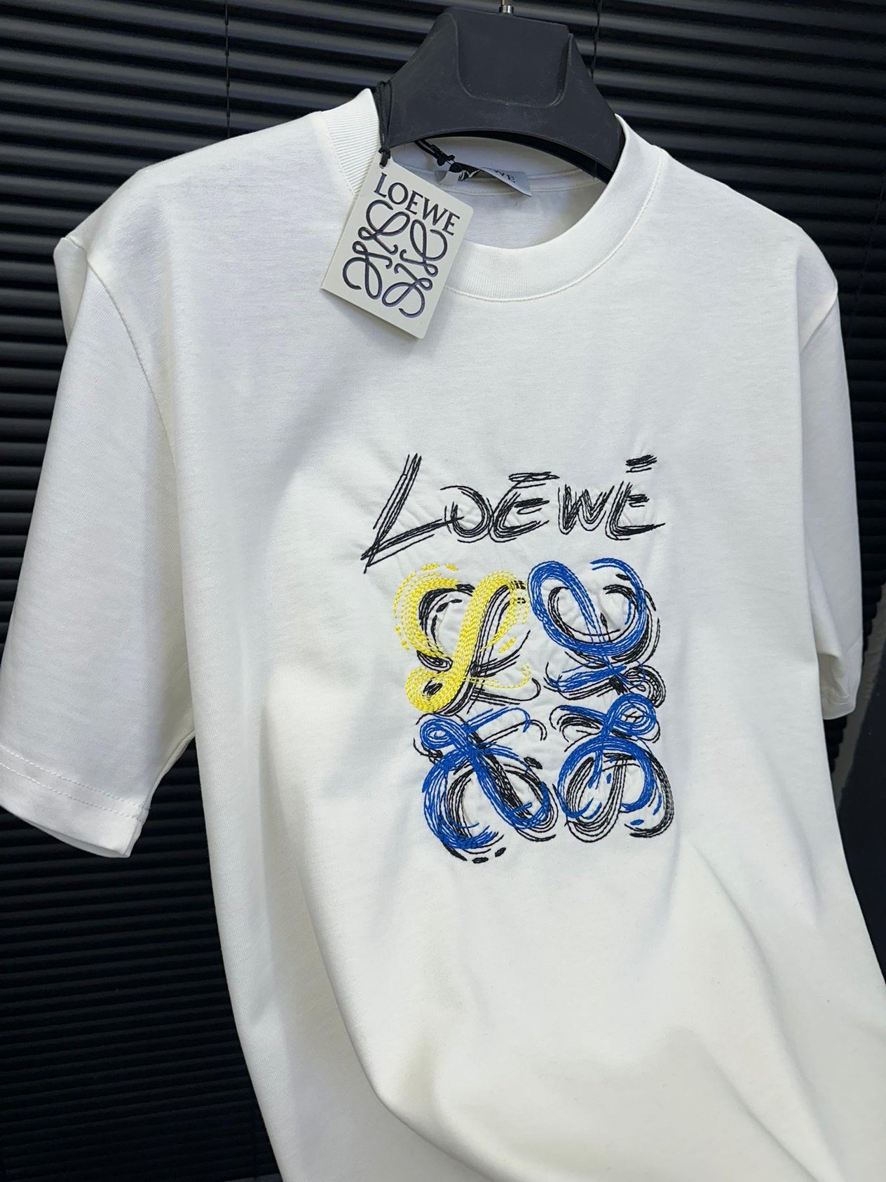 Bisiklet YakaNakış Drawing Baskılı T-Shirt - Beyaz