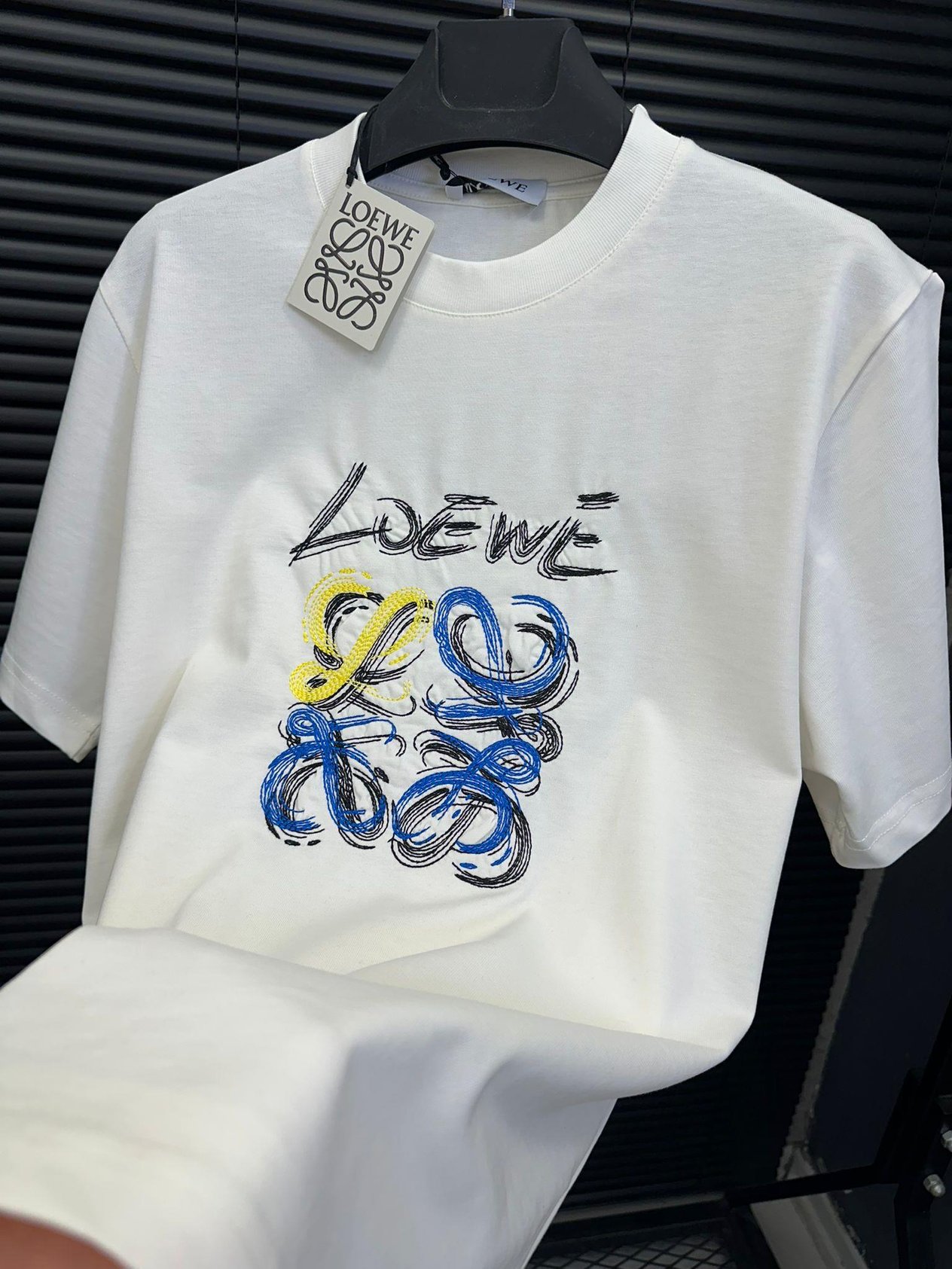 Bisiklet YakaNakış Drawing Baskılı T-Shirt - Beyaz
