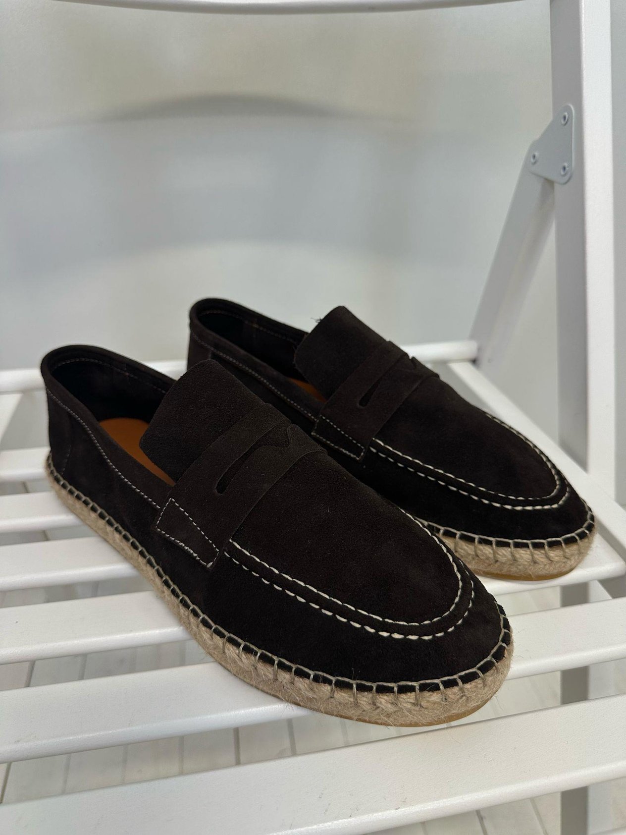 EspadrilHasır Tabanlı %100 Süet Der Bağcıksızi Ayakkabı
