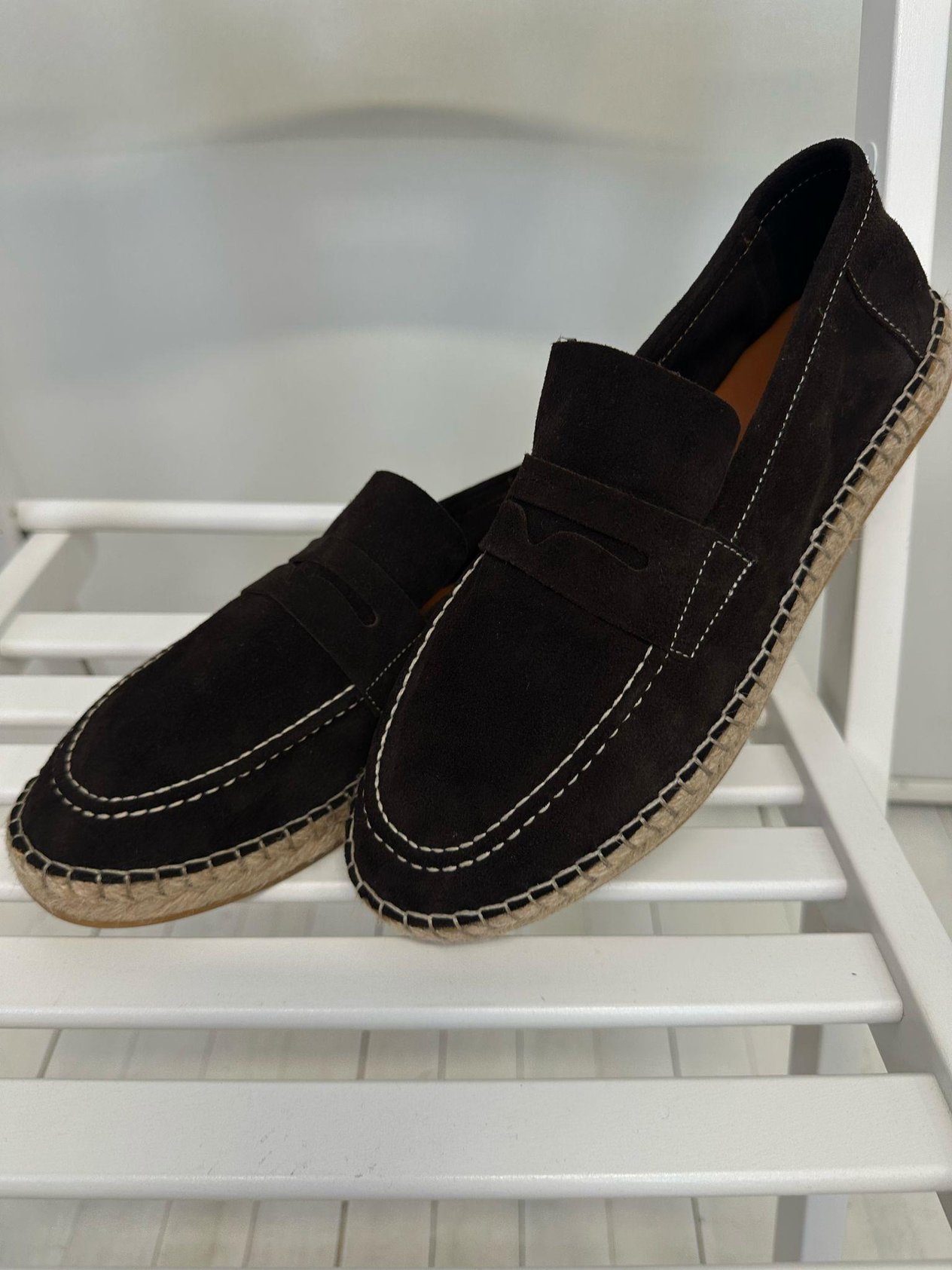 EspadrilHasır Tabanlı %100 Süet Der Bağcıksızi Ayakkabı