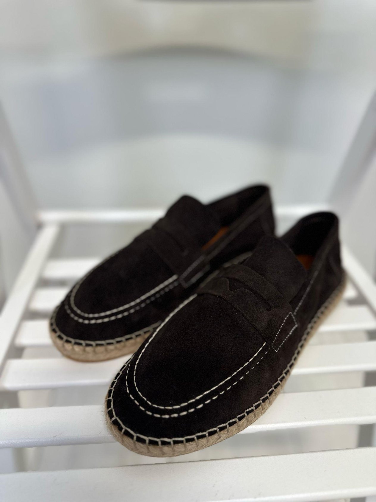 EspadrilHasır Tabanlı %100 Süet Der Bağcıksızi Ayakkabı