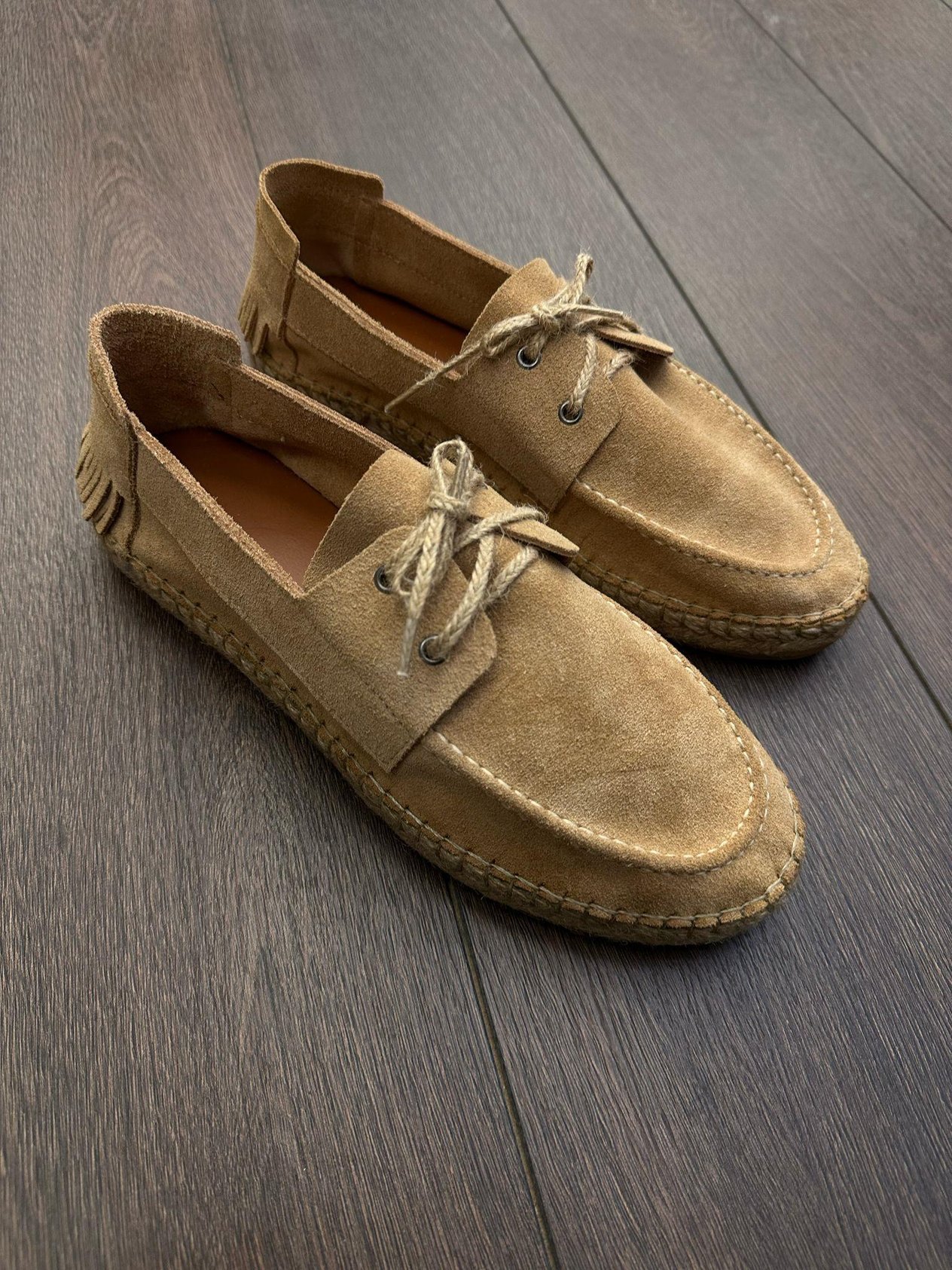 EspadrilHasır Tabanlı %100 Süet Deri Ayakkabı