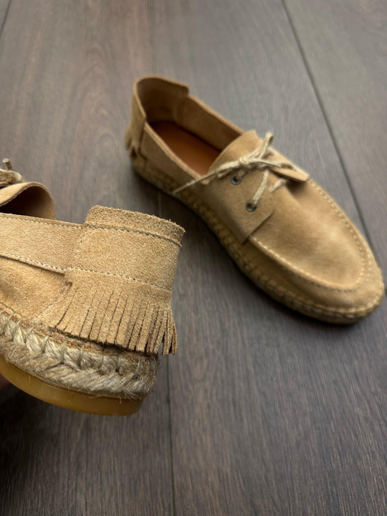 EspadrilHasır Tabanlı %100 Süet Deri Ayakkabı