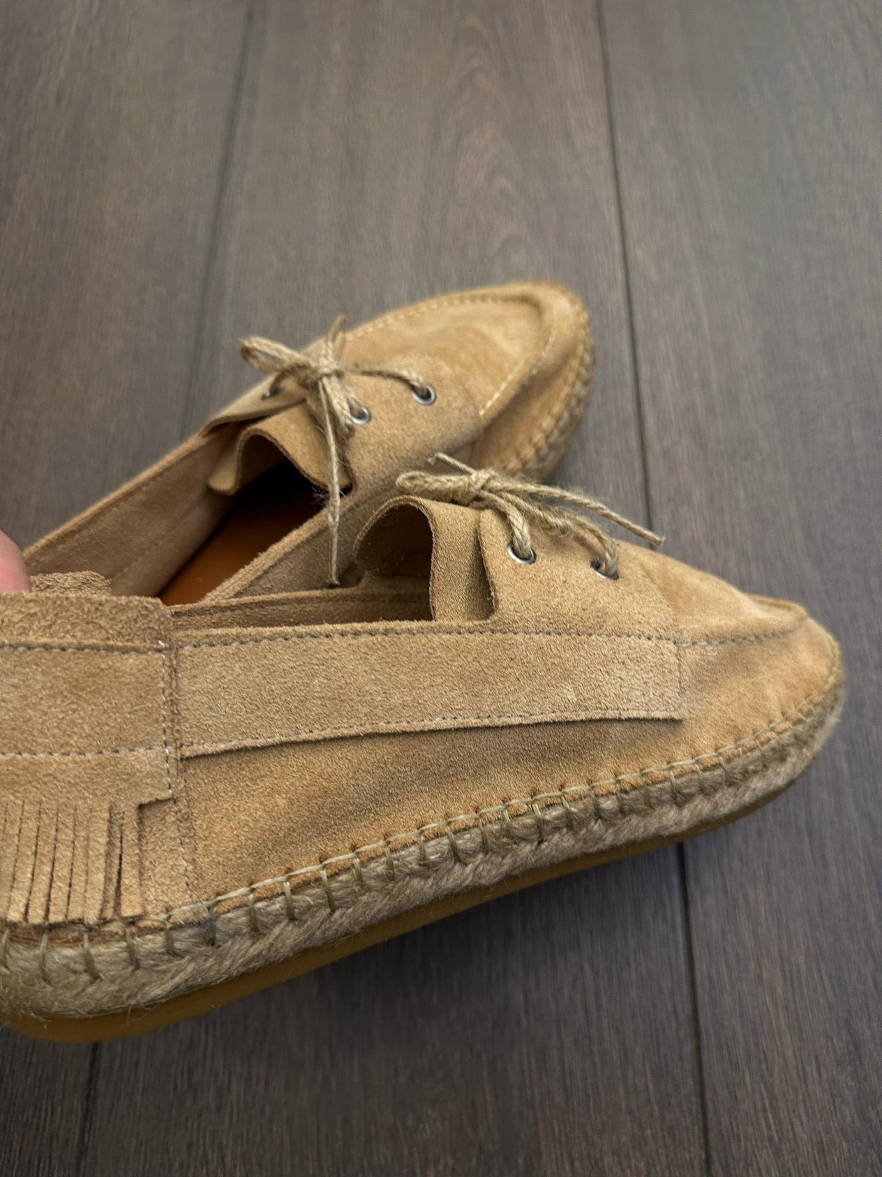 EspadrilHasır Tabanlı %100 Süet Deri Ayakkabı